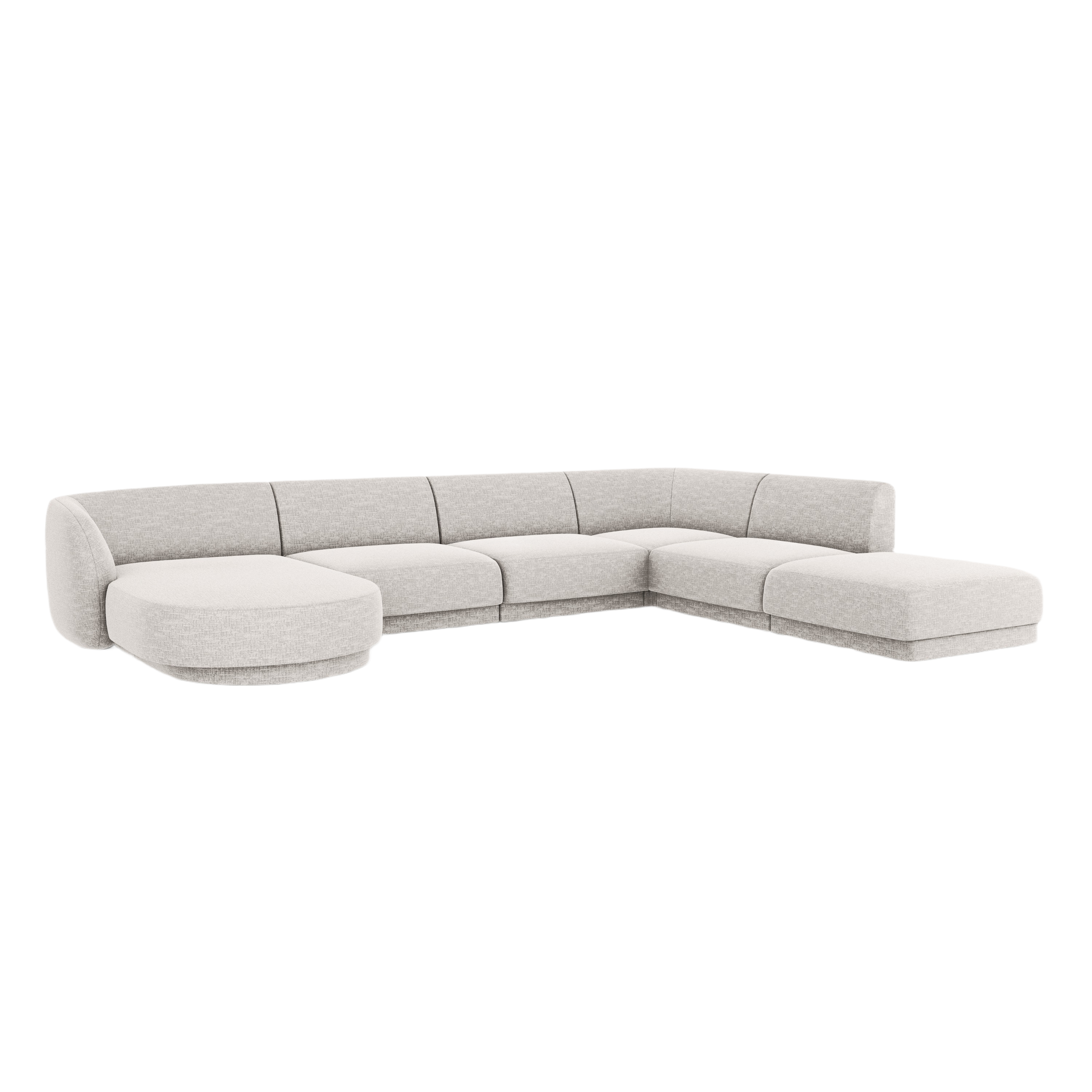 Right-sided panoramic sofa in the szenil fabric of 6-person Miley Jasnoszary