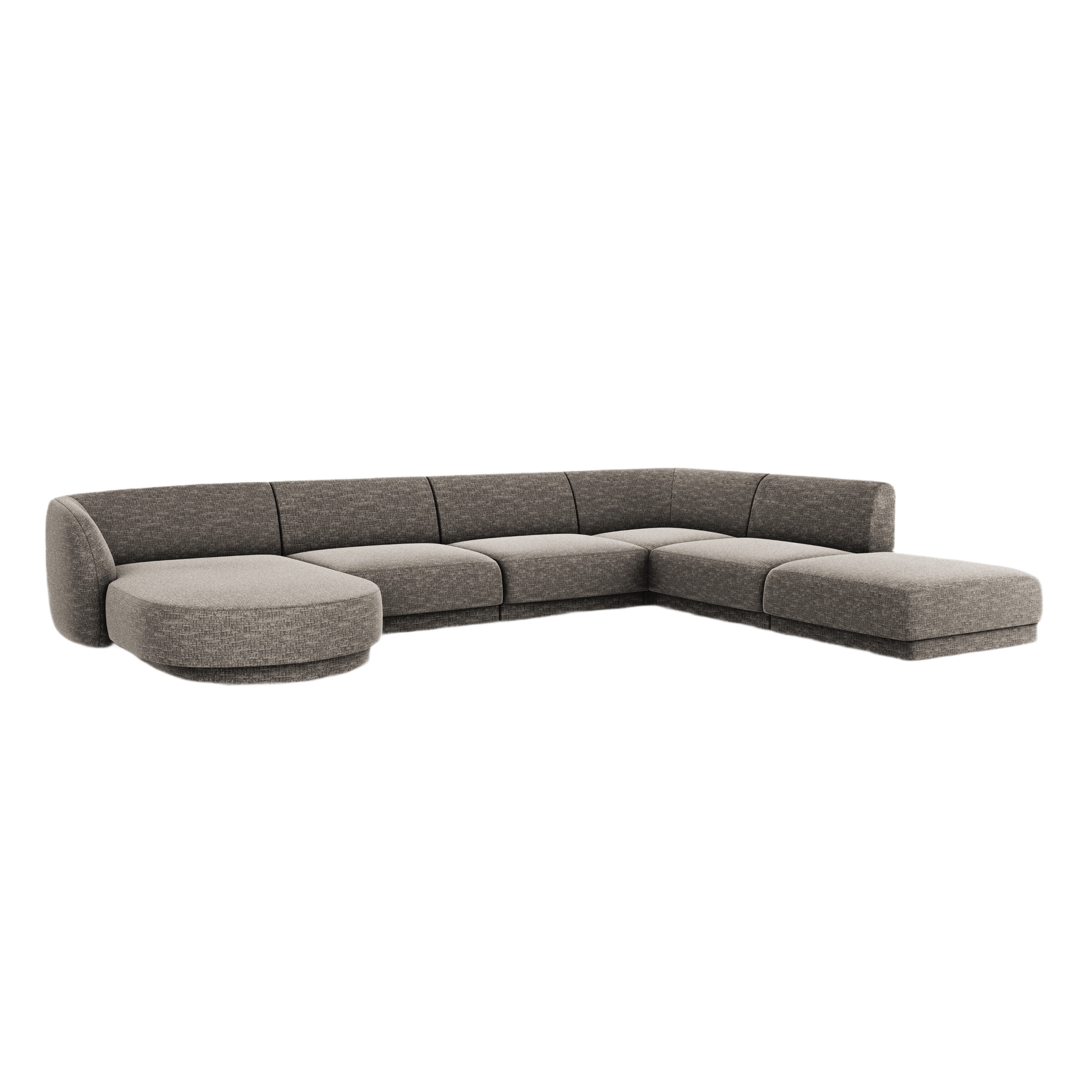 Right-sided panoramic sofa in the szenil fabric of 6-seater Miley Gray
