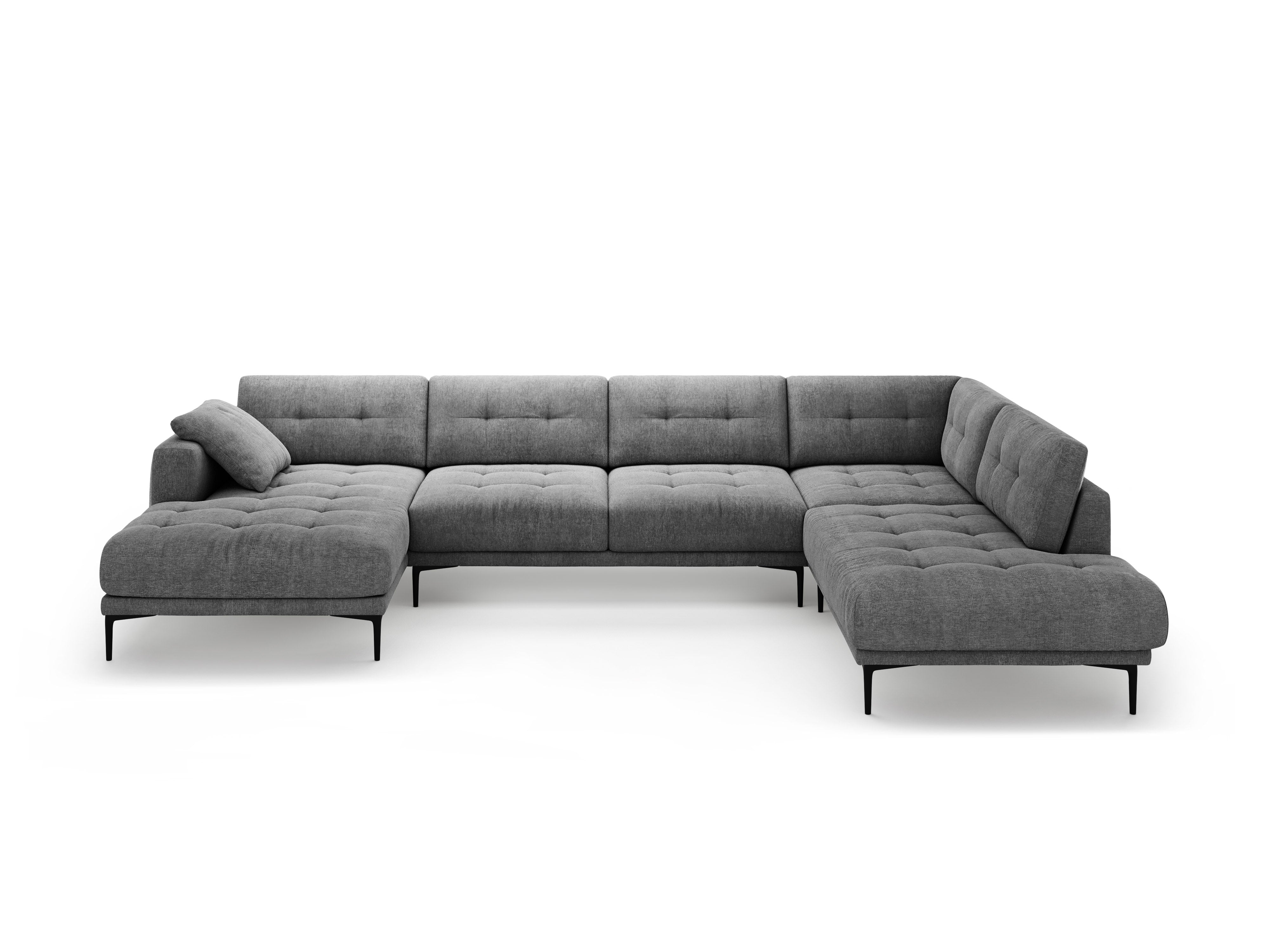 Right-sided panoramic corner sofa BEMY gray chenille