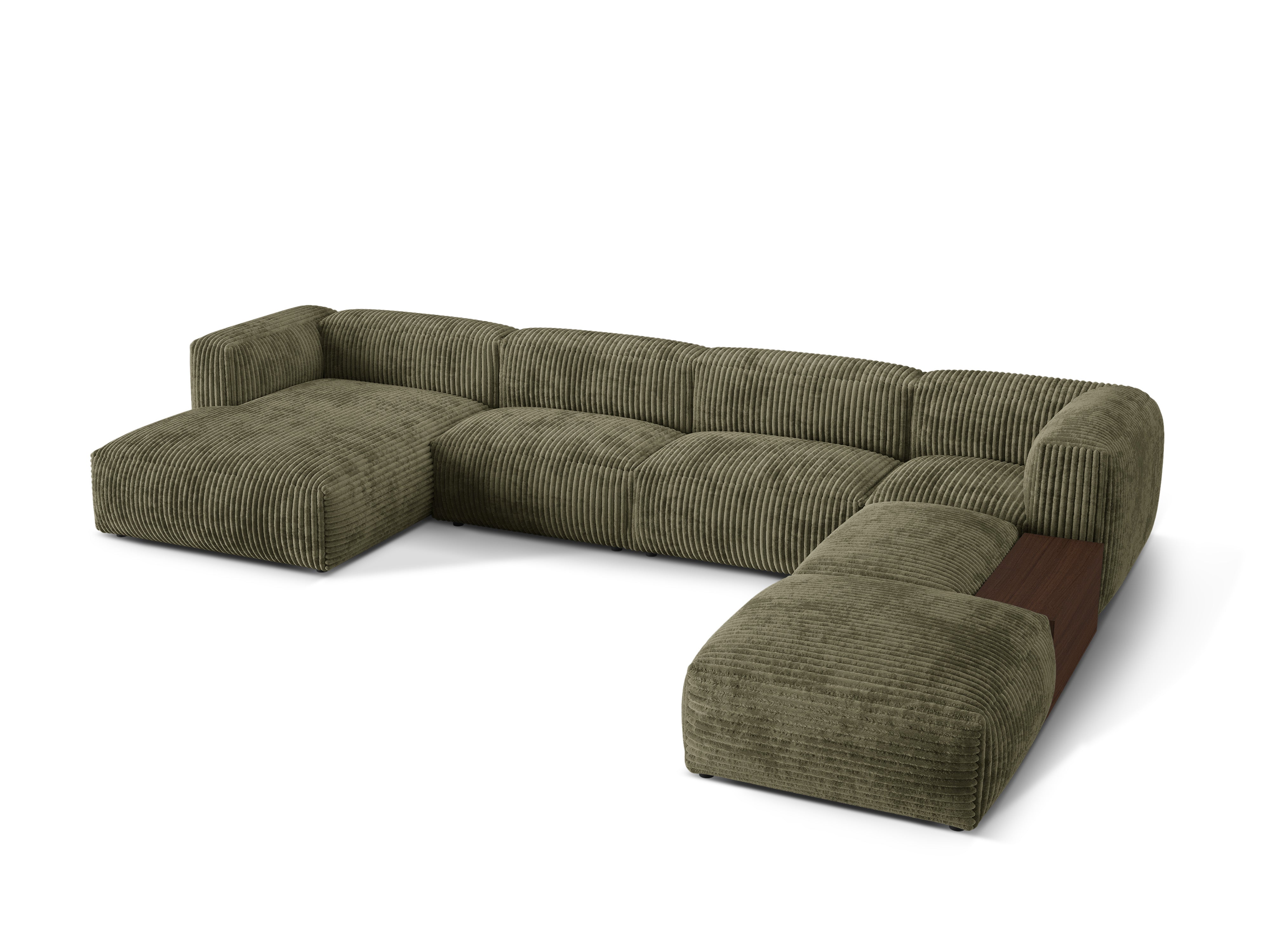 Right -sided panoramic corner Martina Green Corduroy