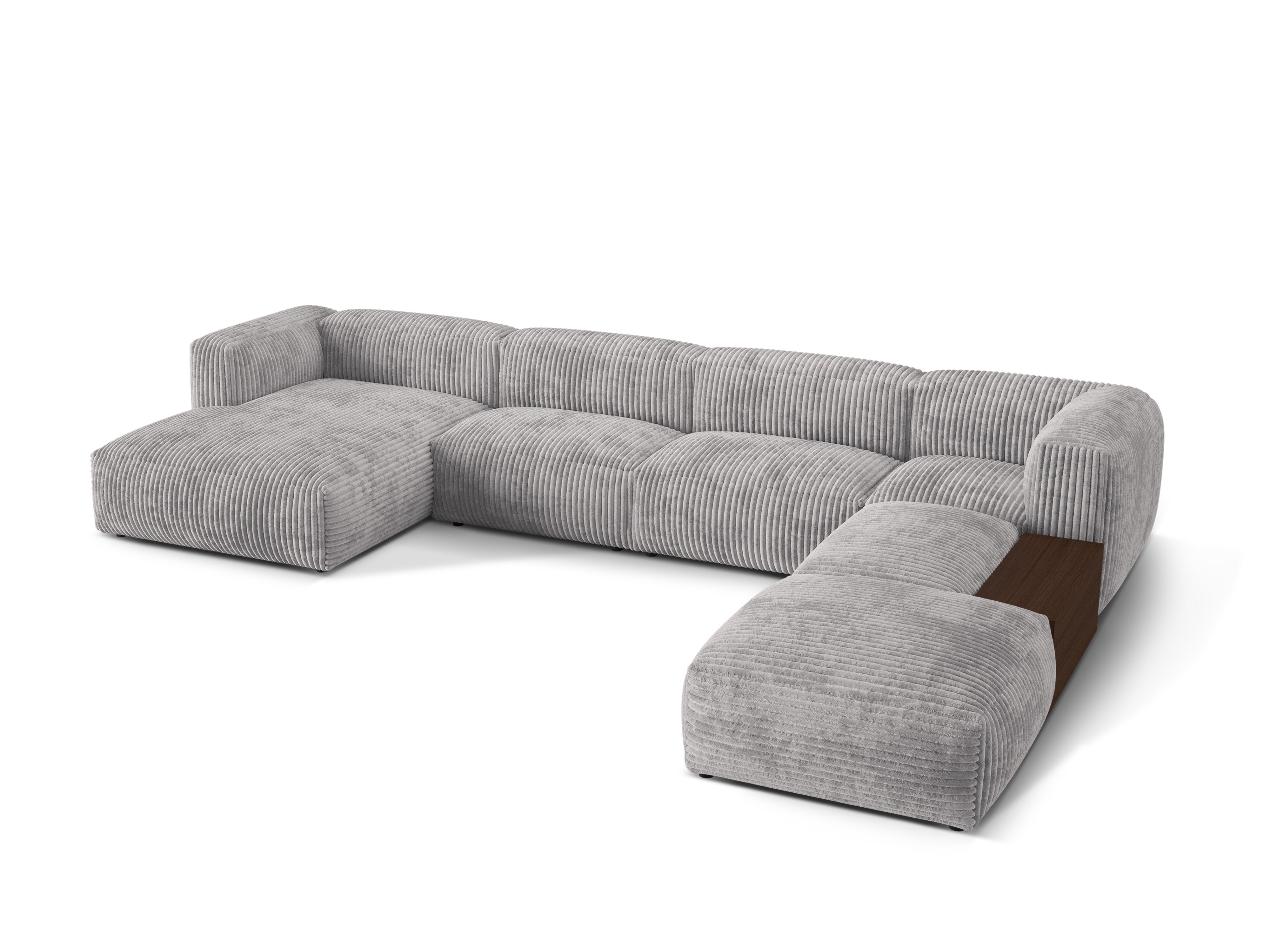 Right -sided panoramic corner of Martin light gray corduroy