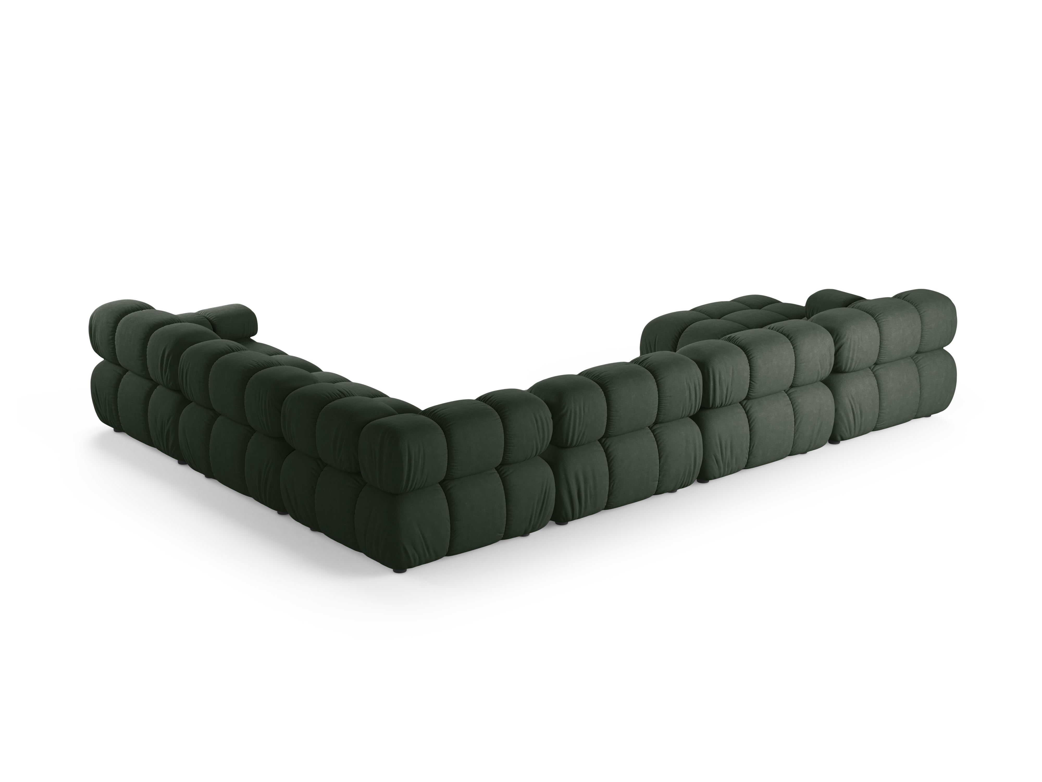 Right-facing panoramic corner sofa BELLIS in dark green