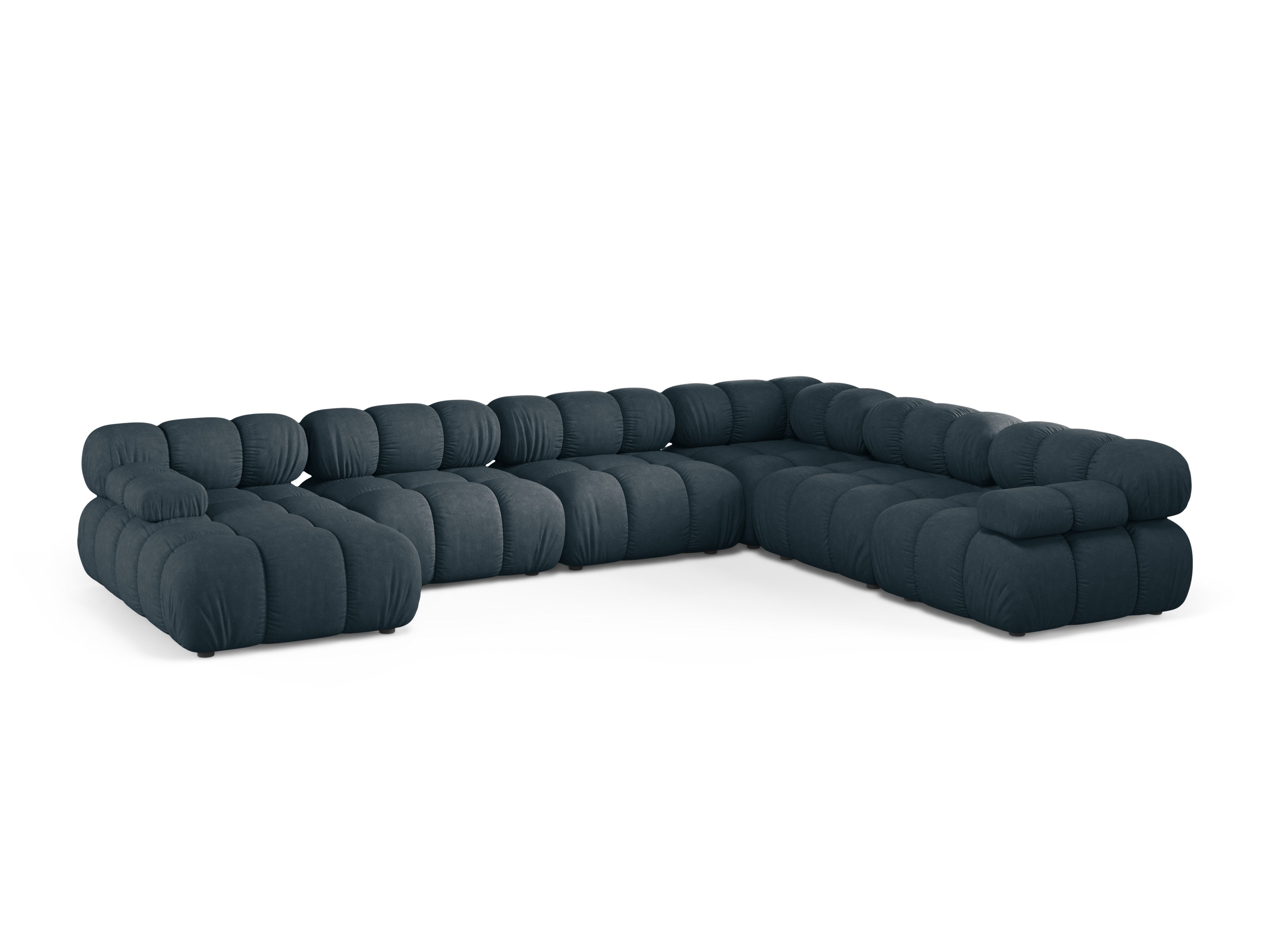 Right-facing panoramic corner sofa BELLIS in deep petrol.