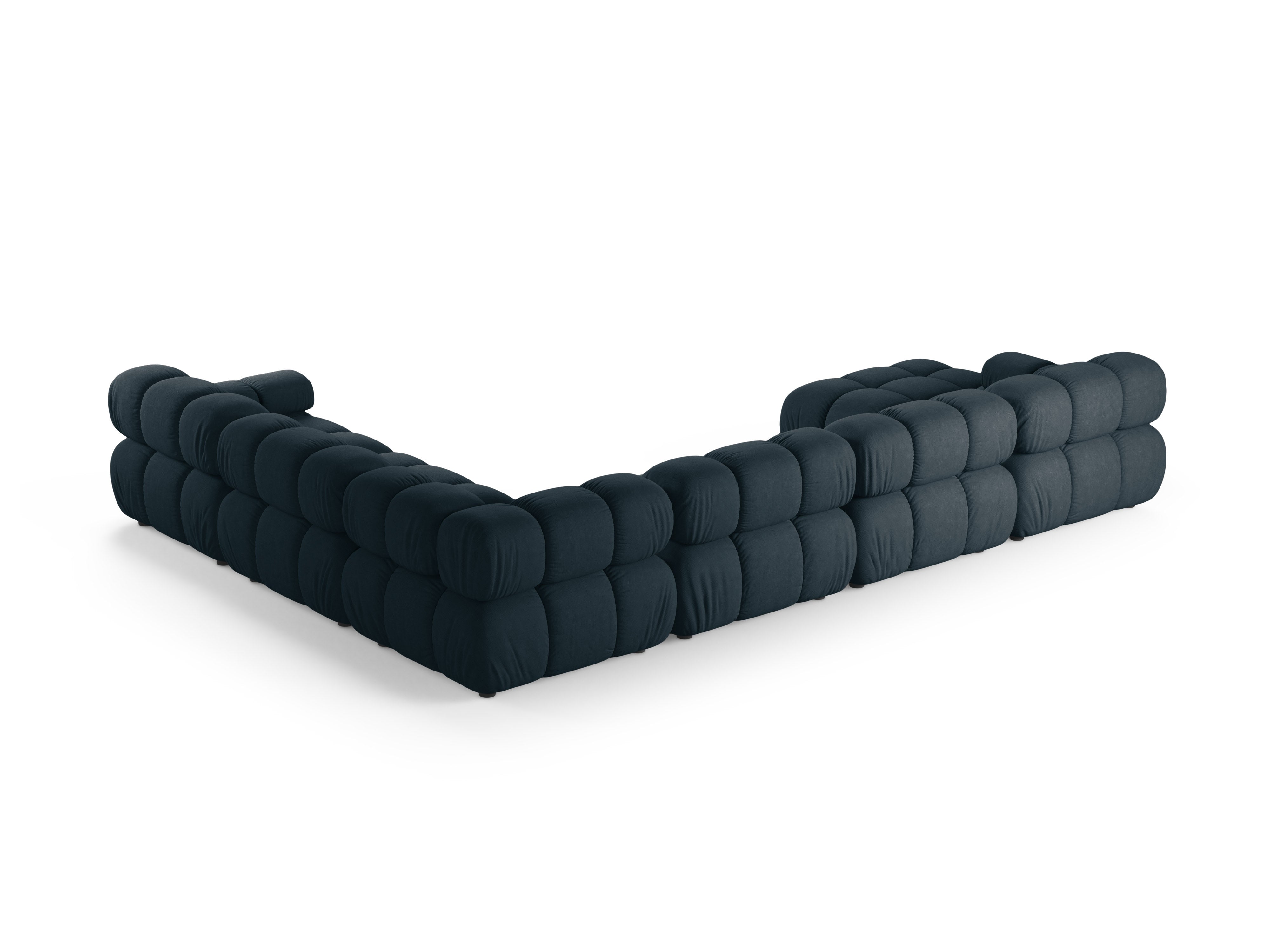 Right-facing panoramic corner sofa BELLIS in deep petrol.
