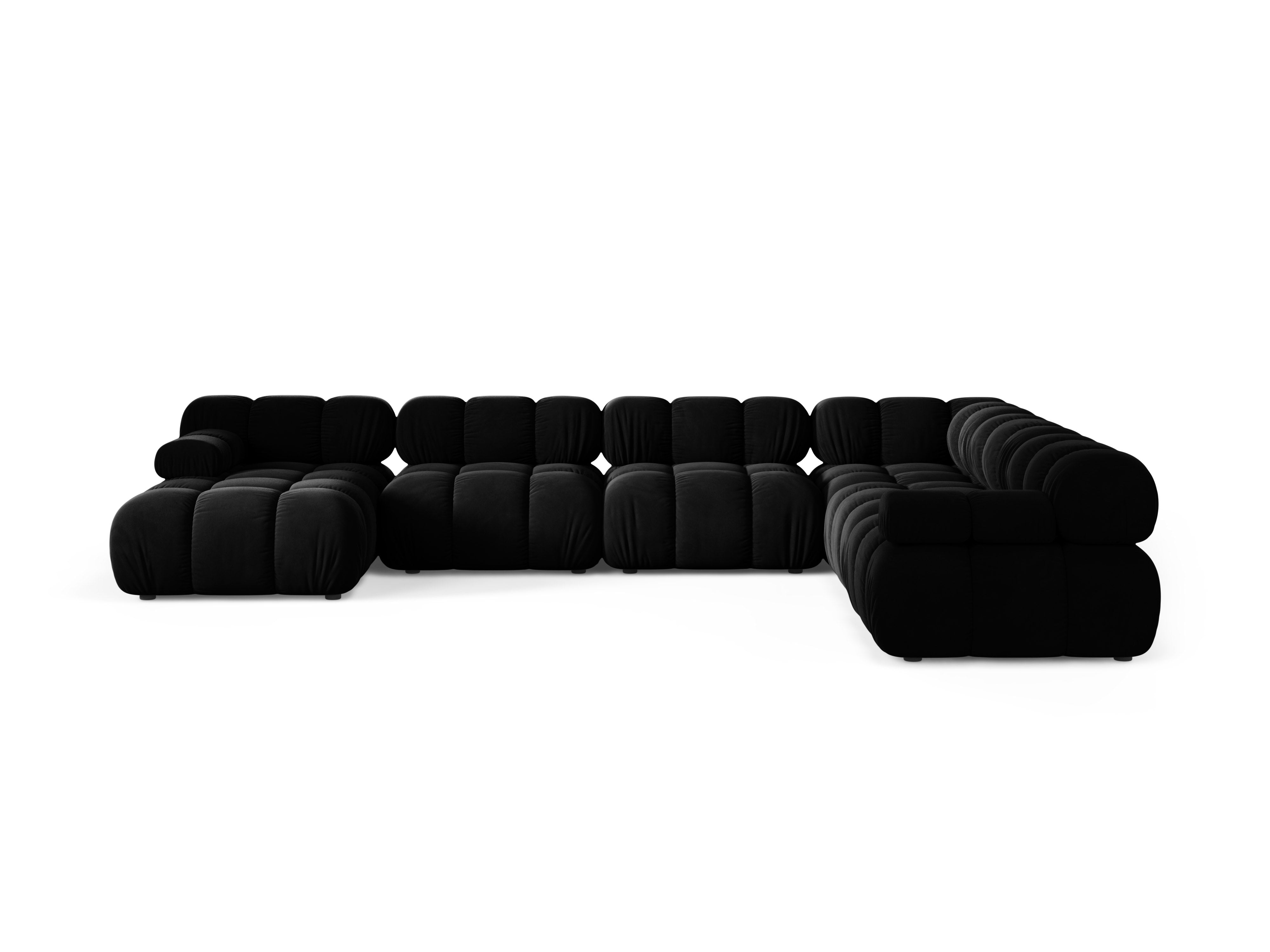 Right-facing panoramic corner sofa BELLIS in black velvet