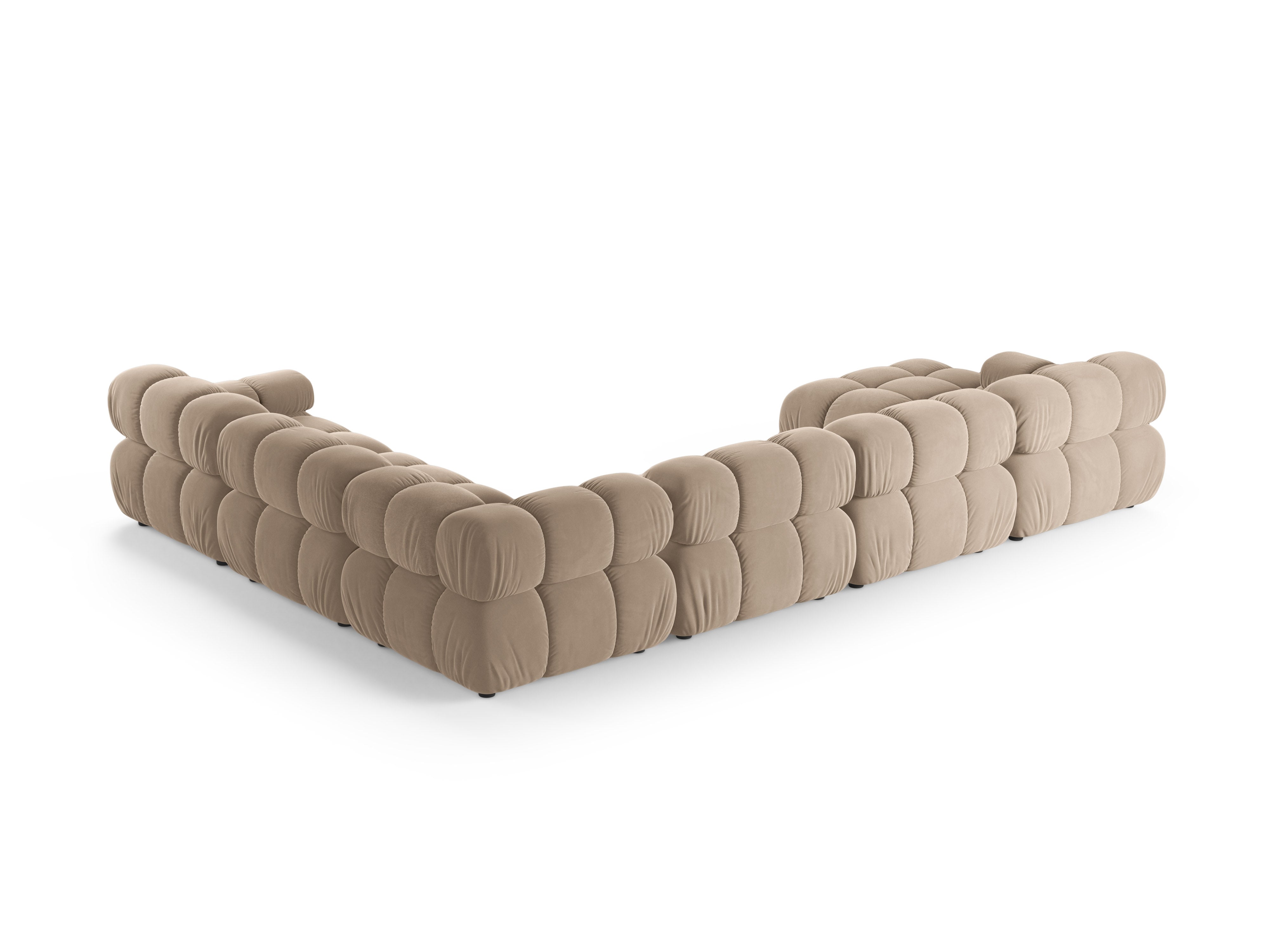 Right-facing panoramic corner sofa BELLIS in beige velvet