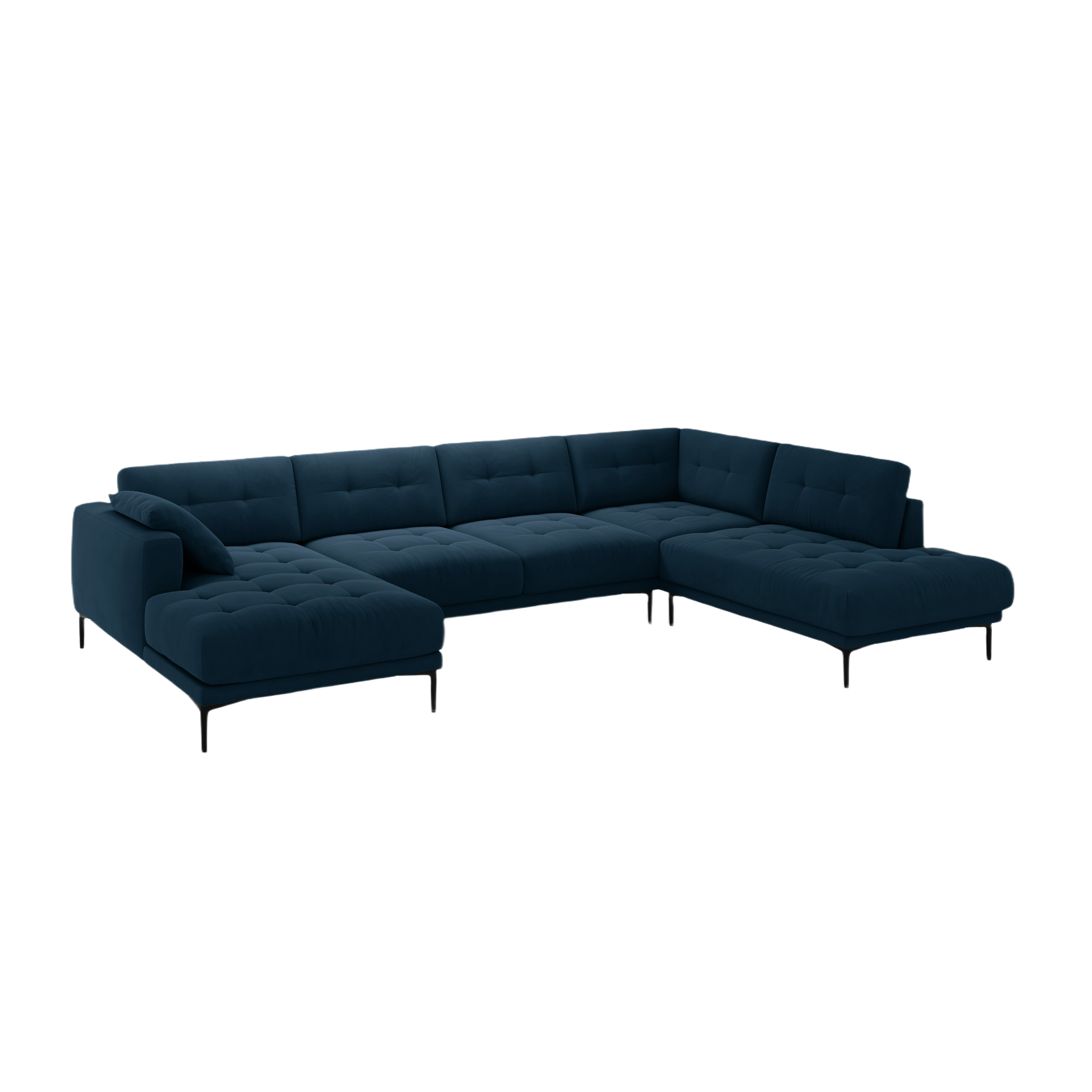 Right-facing panoramic corner sofa velvet BEMY royal blue