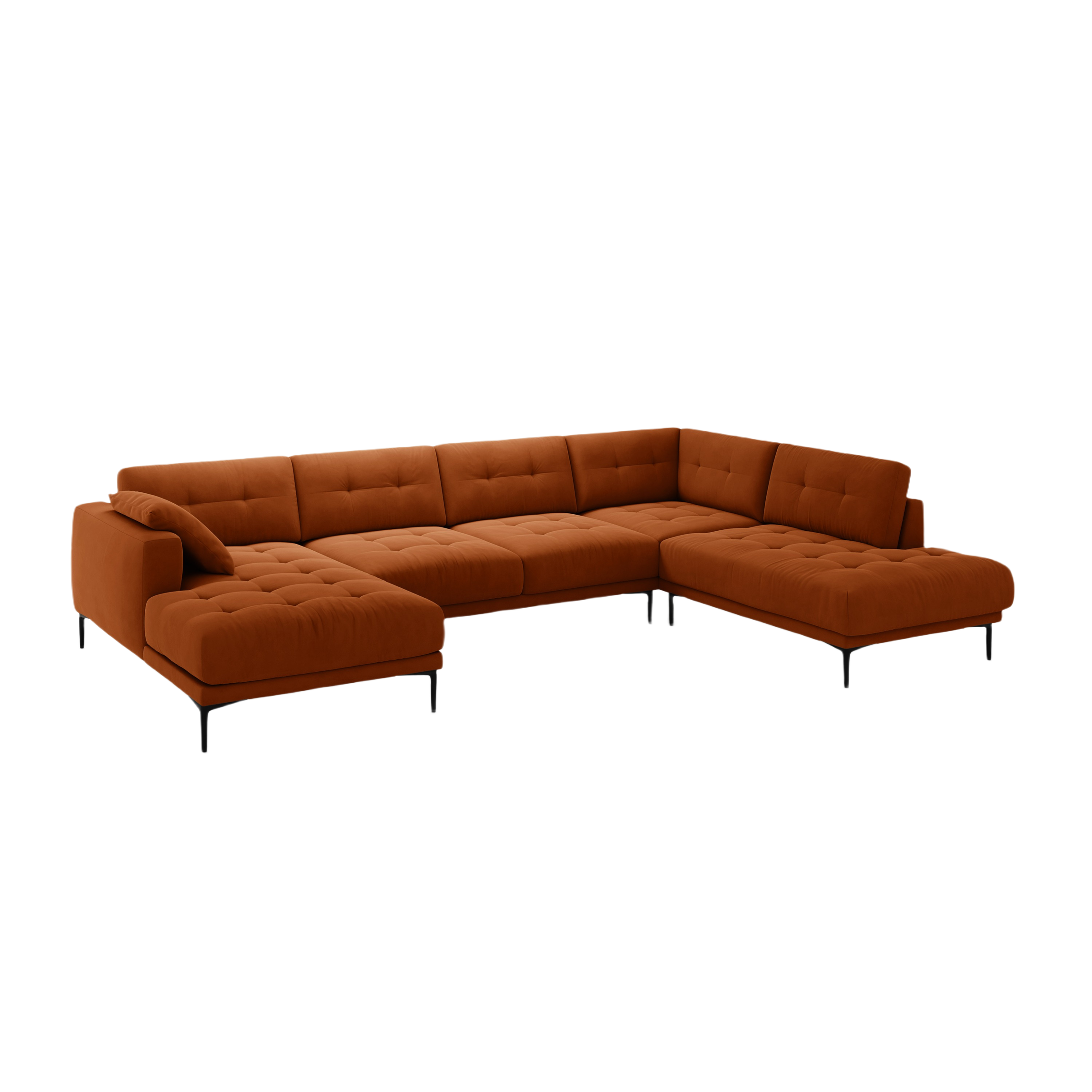 Right-sided panoramic corner sofa velvet BEMY terracotta