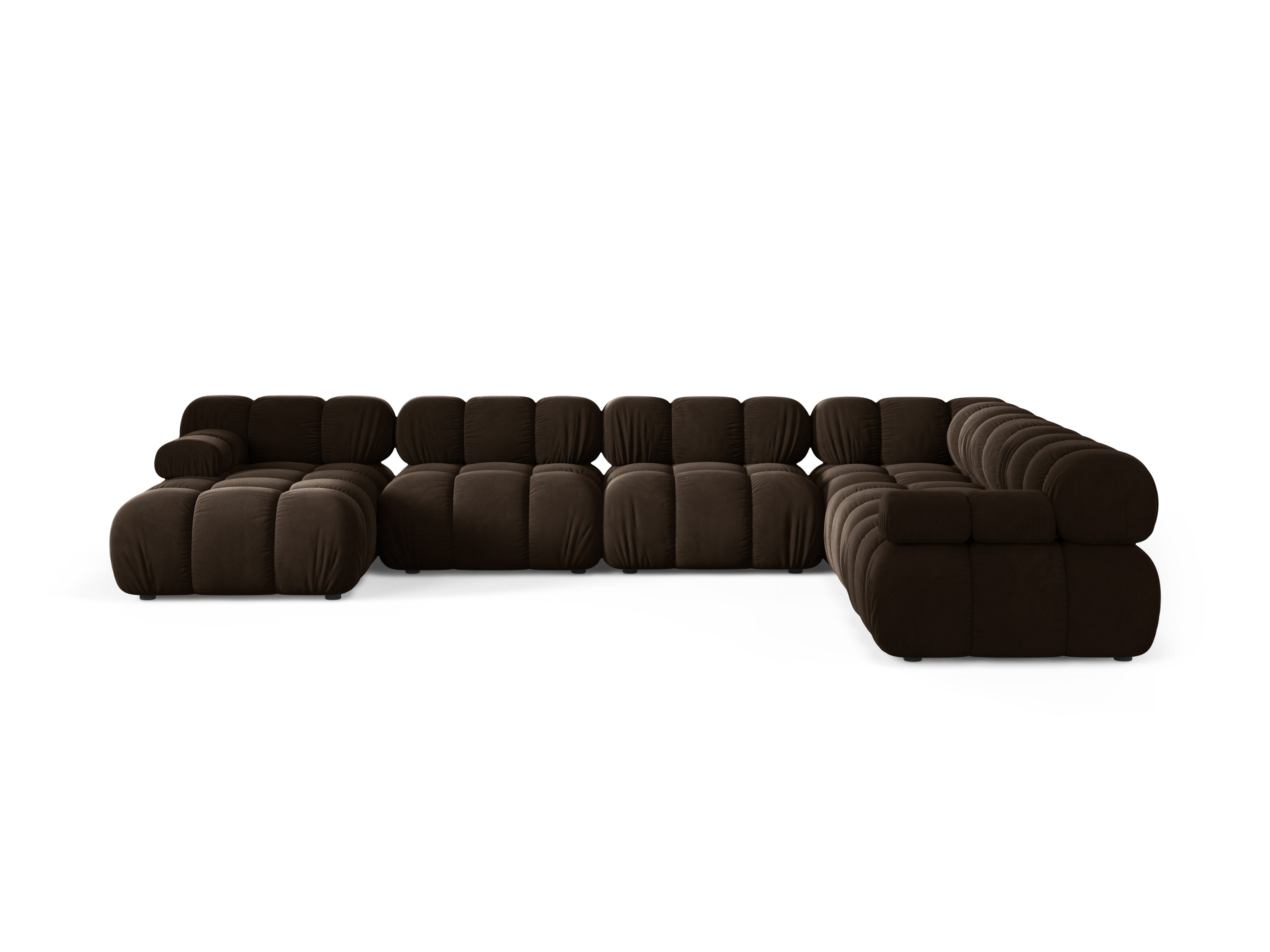 Panoramic Velvet Right-Hand Corner Sofa BELLIS in Chocolate
