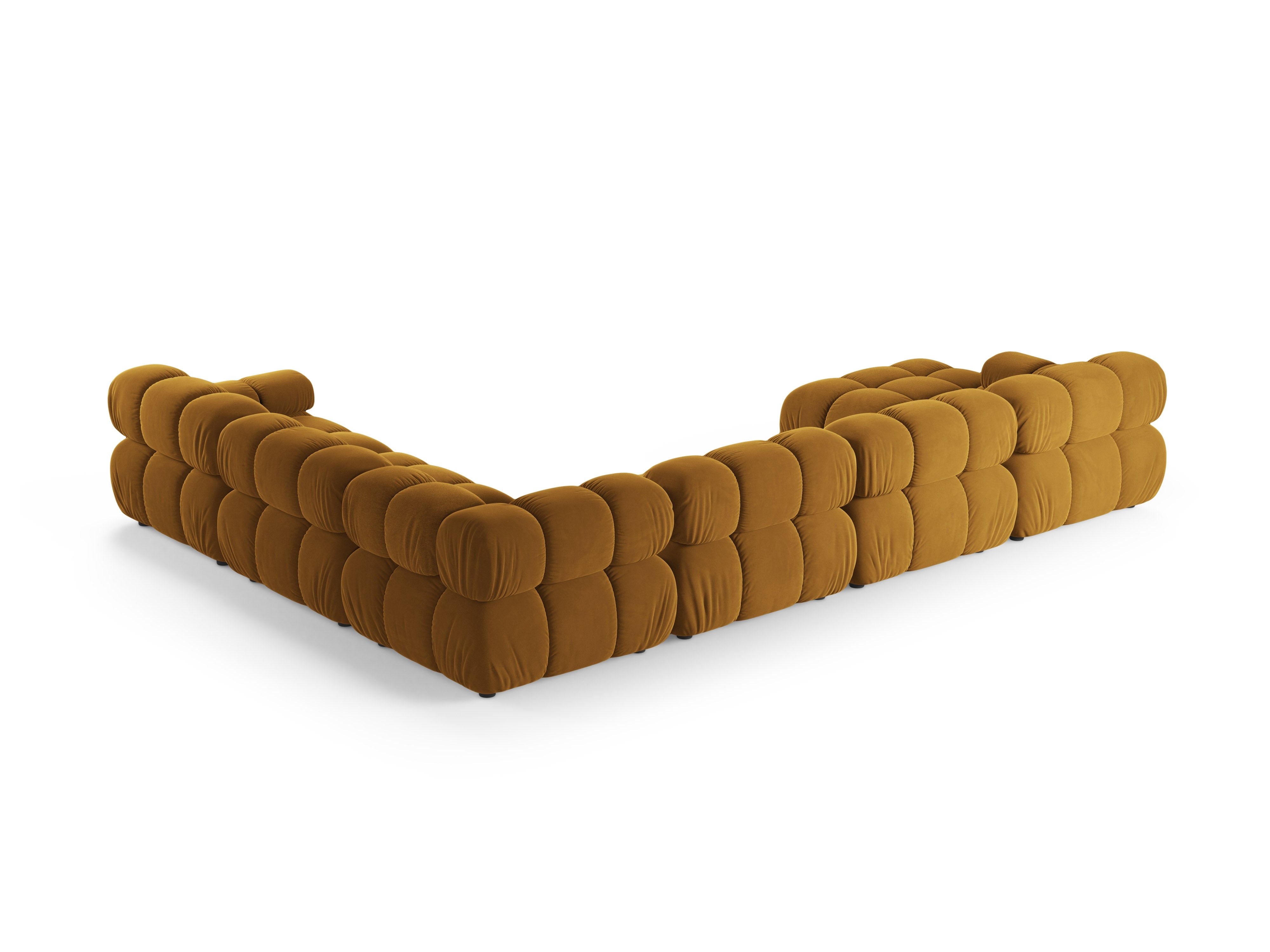 Mustard Velvet Right-Handed Panoramic Corner Sofa BELLIS