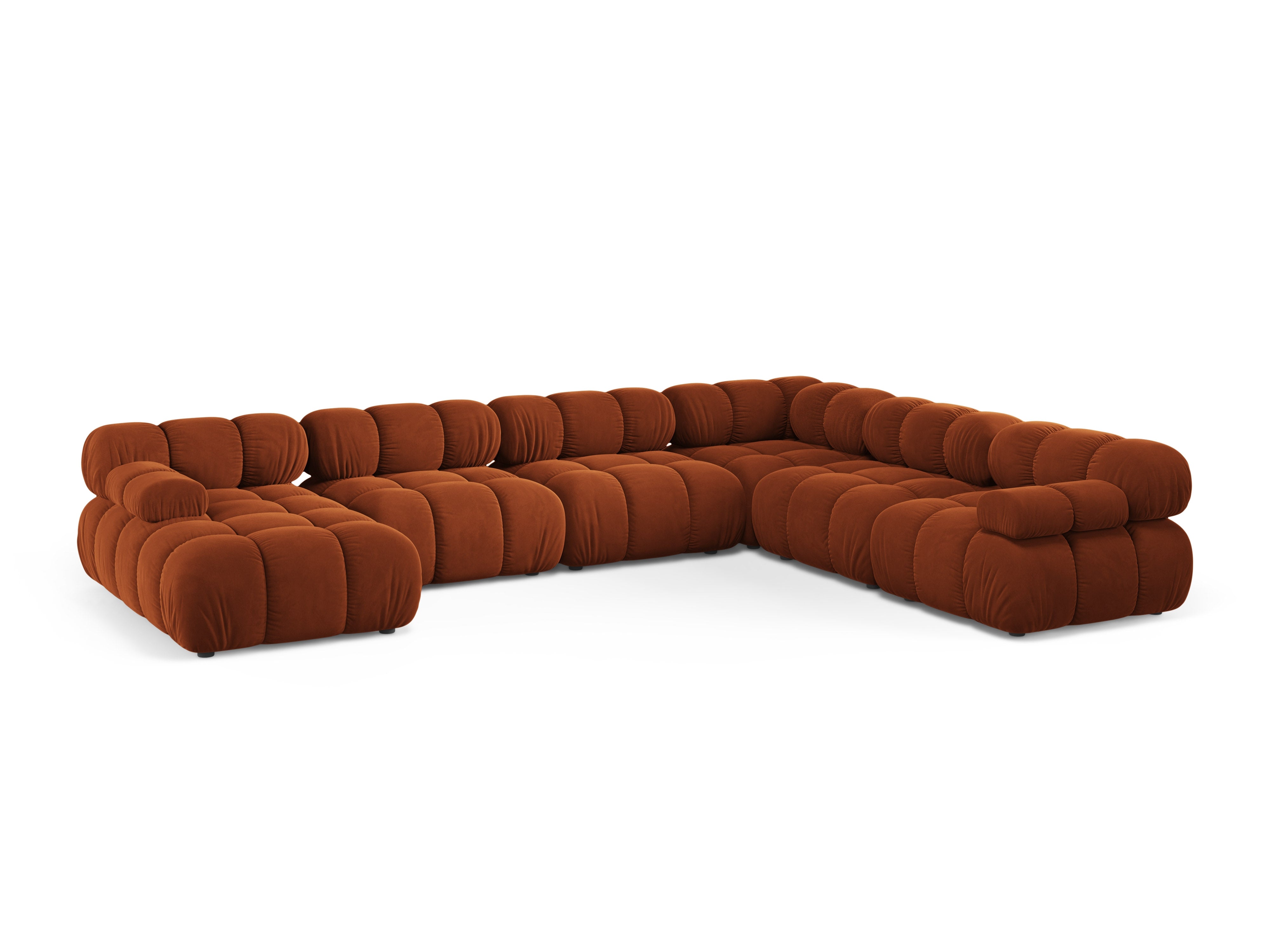 Panoramic Velvet Right-Arm Sofa BELLIS in Brick Red