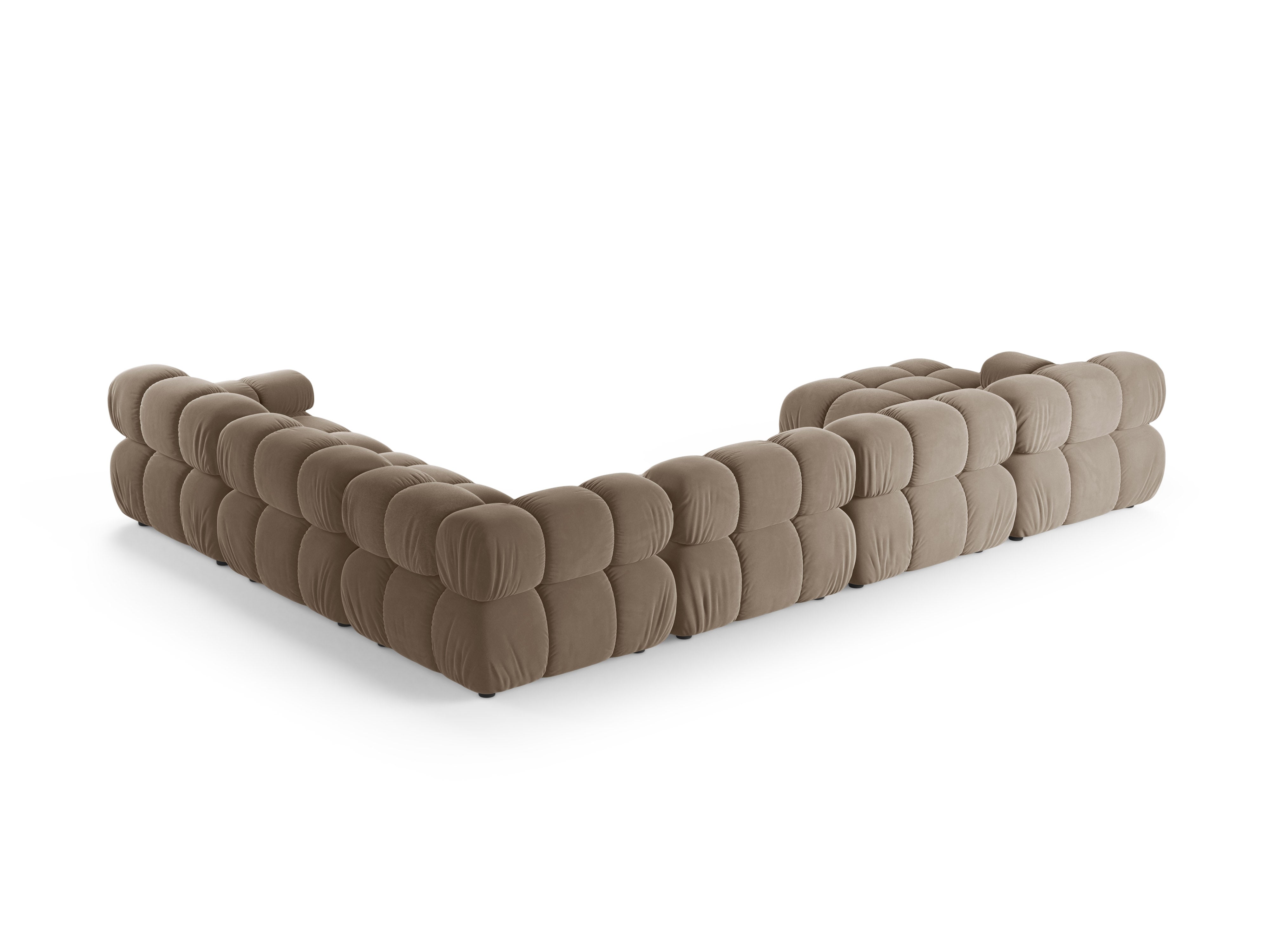 Panoramic Velvet Corner Sofa Right Side BELLIS Cappuccino