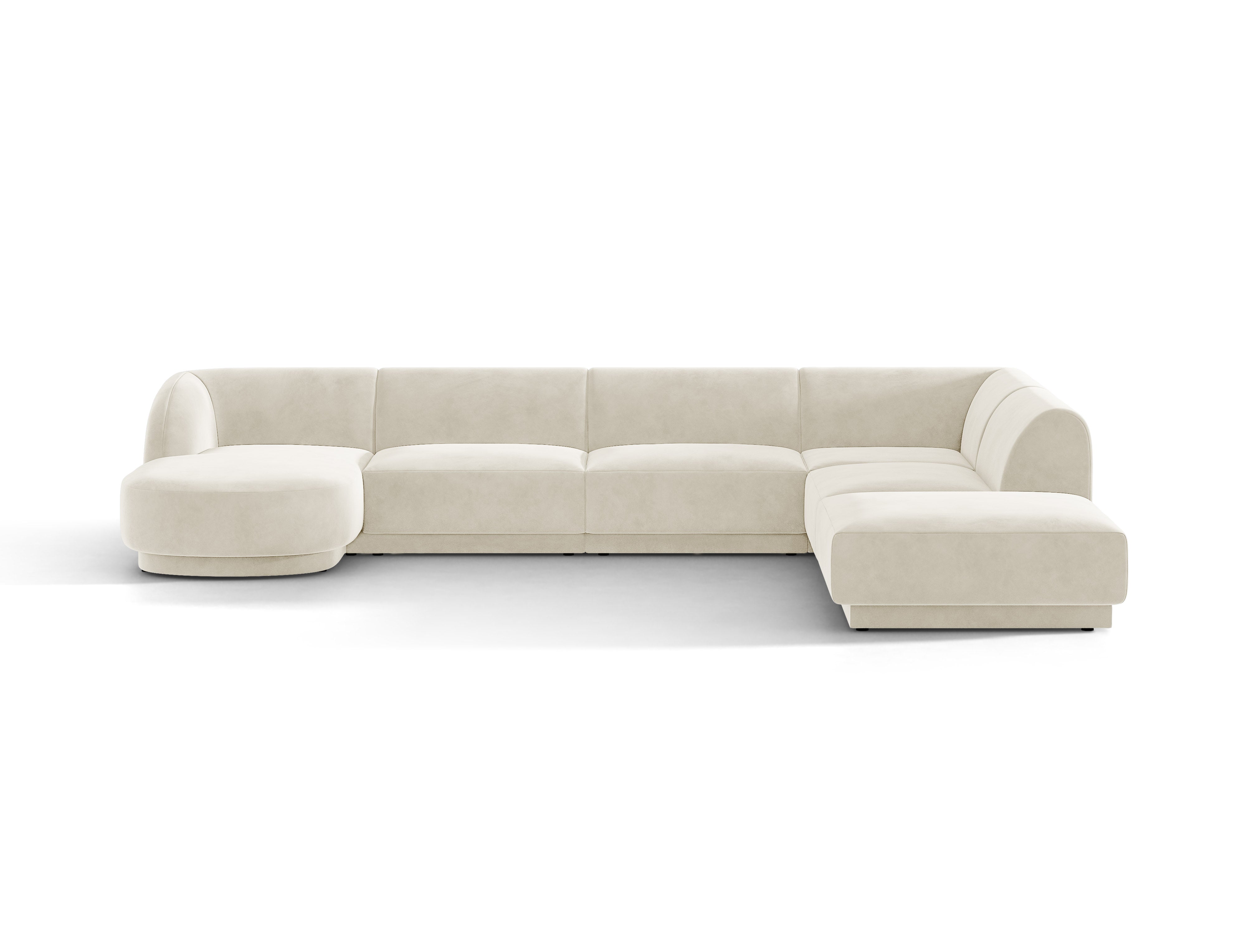 Velvet corner sofa for 6 people in right-facing U shape MILEY beige