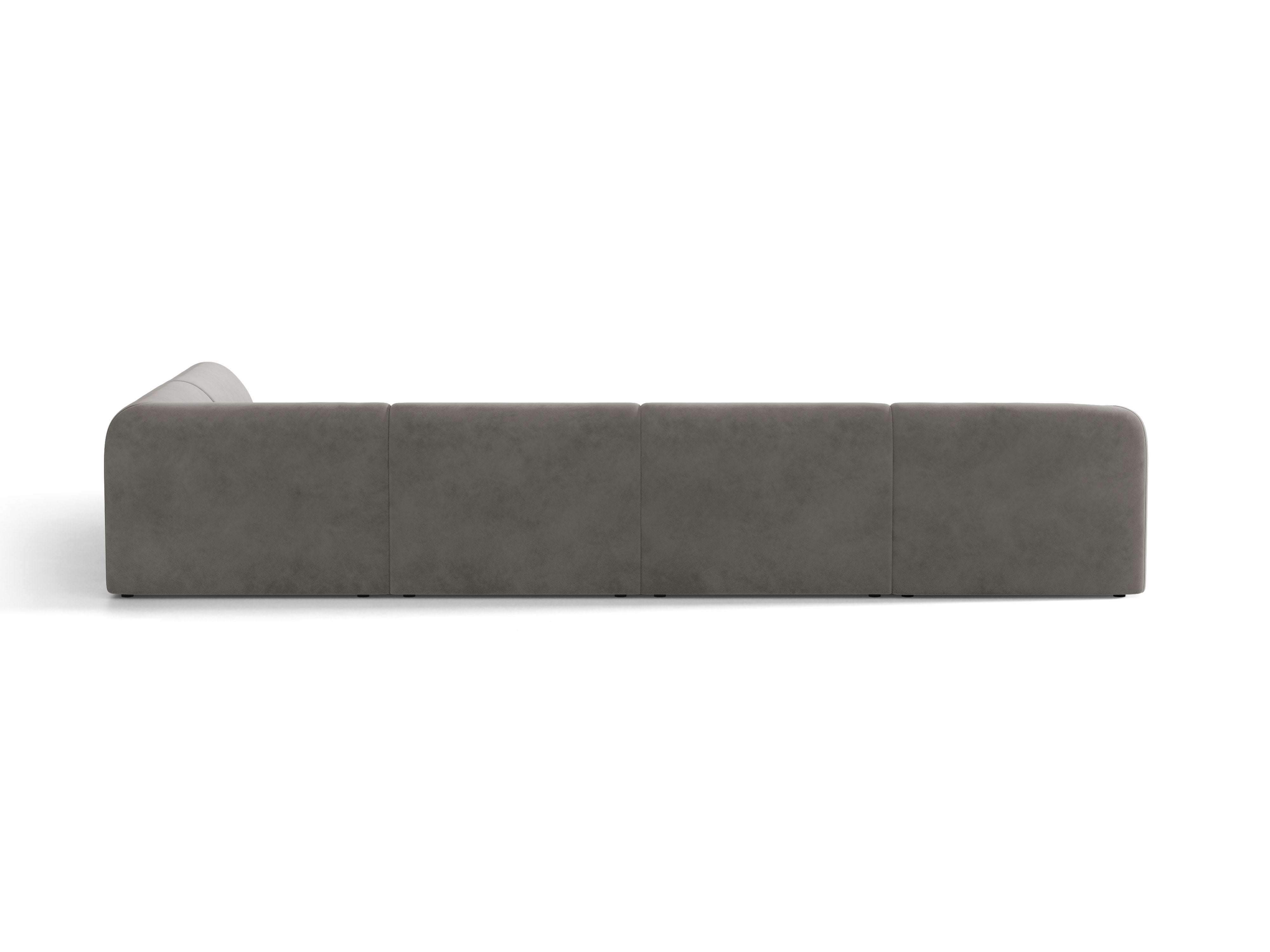 Velvet corner sofa for 6 people in right-facing U shape MILEY light gray