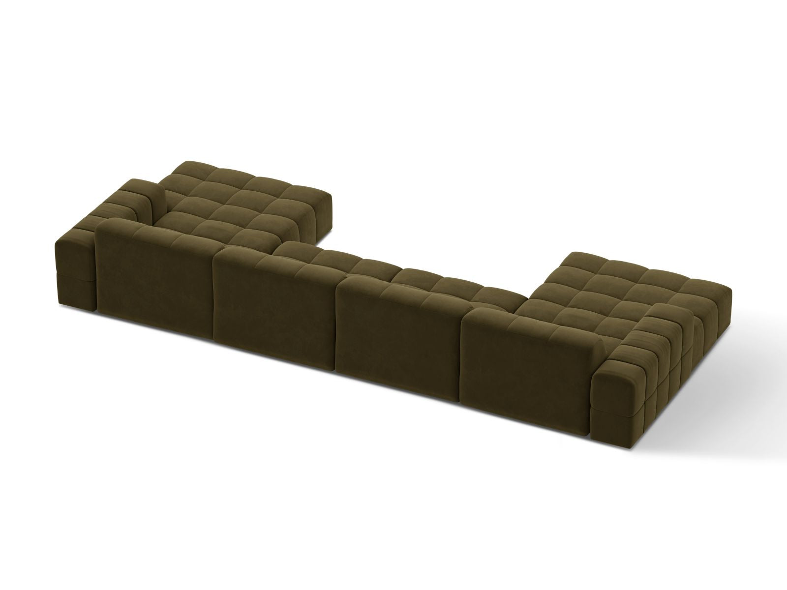 Sofa aksamitna panoramiczna 6-osobowa JENNIFER zielony Bluvel – ujęcie tylne