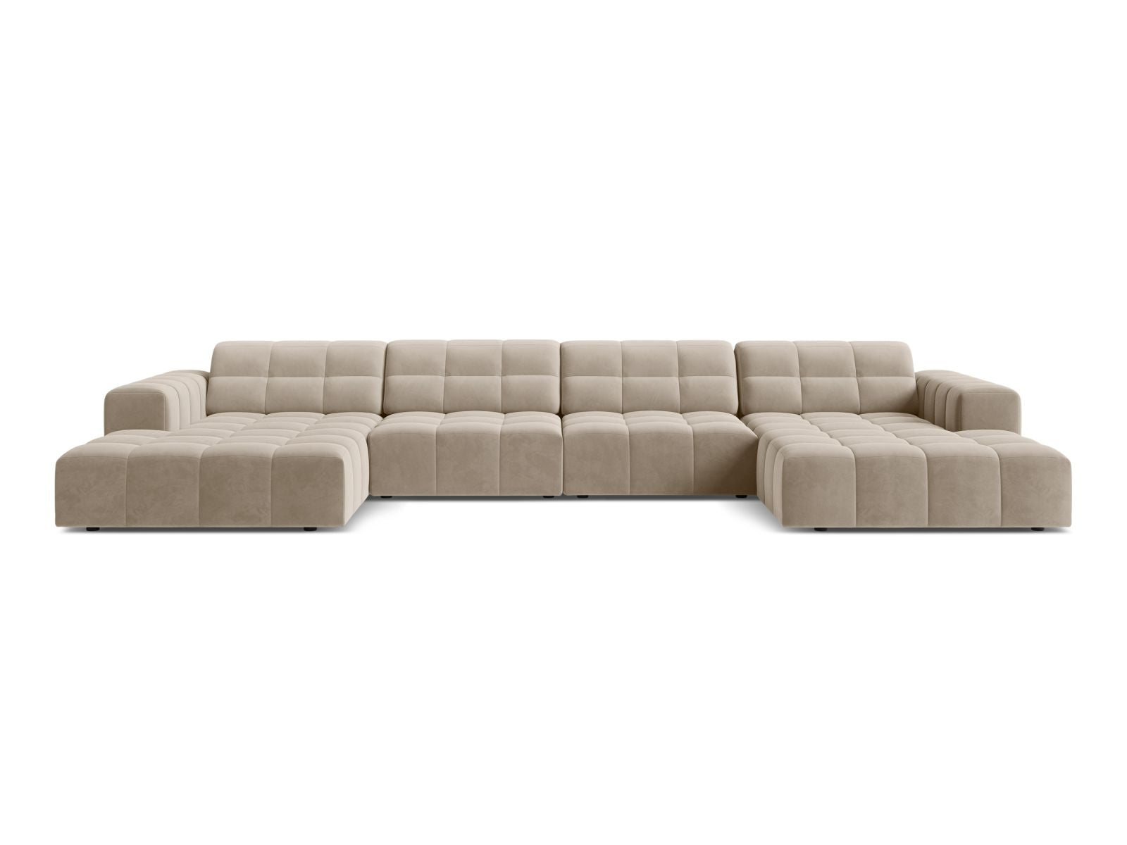 Sofa aksamitna panoramiczna 6-osobowa JENNIFER ciemnobeżowy Bluvel – Micadoni