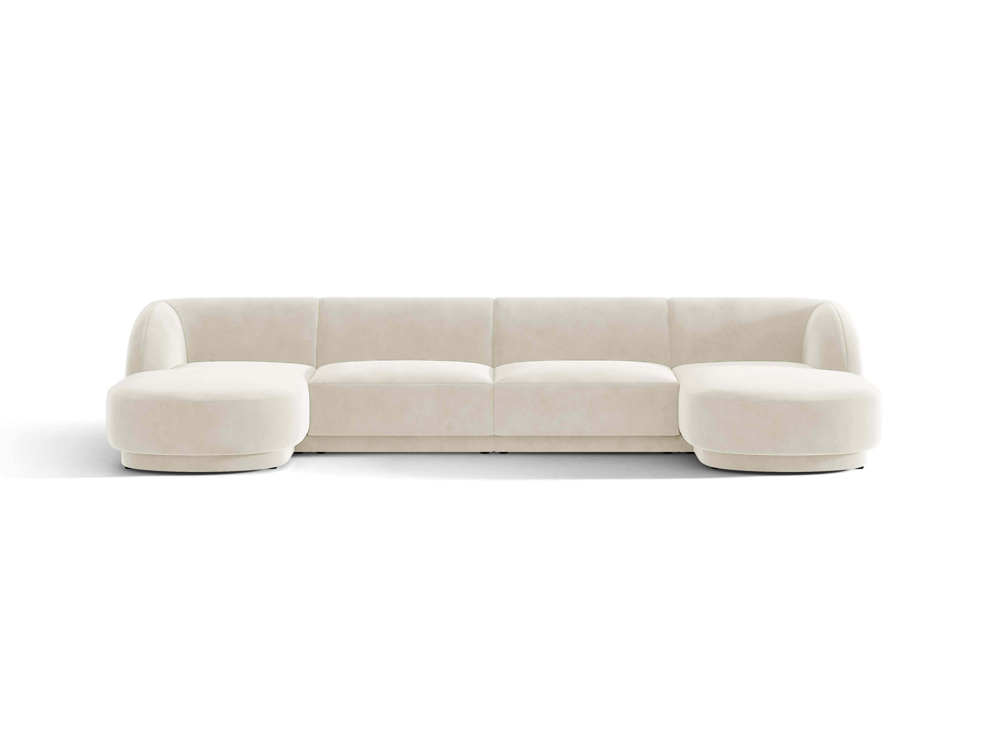 Velvet panoramic corner sofa for 5 people MILEY beige