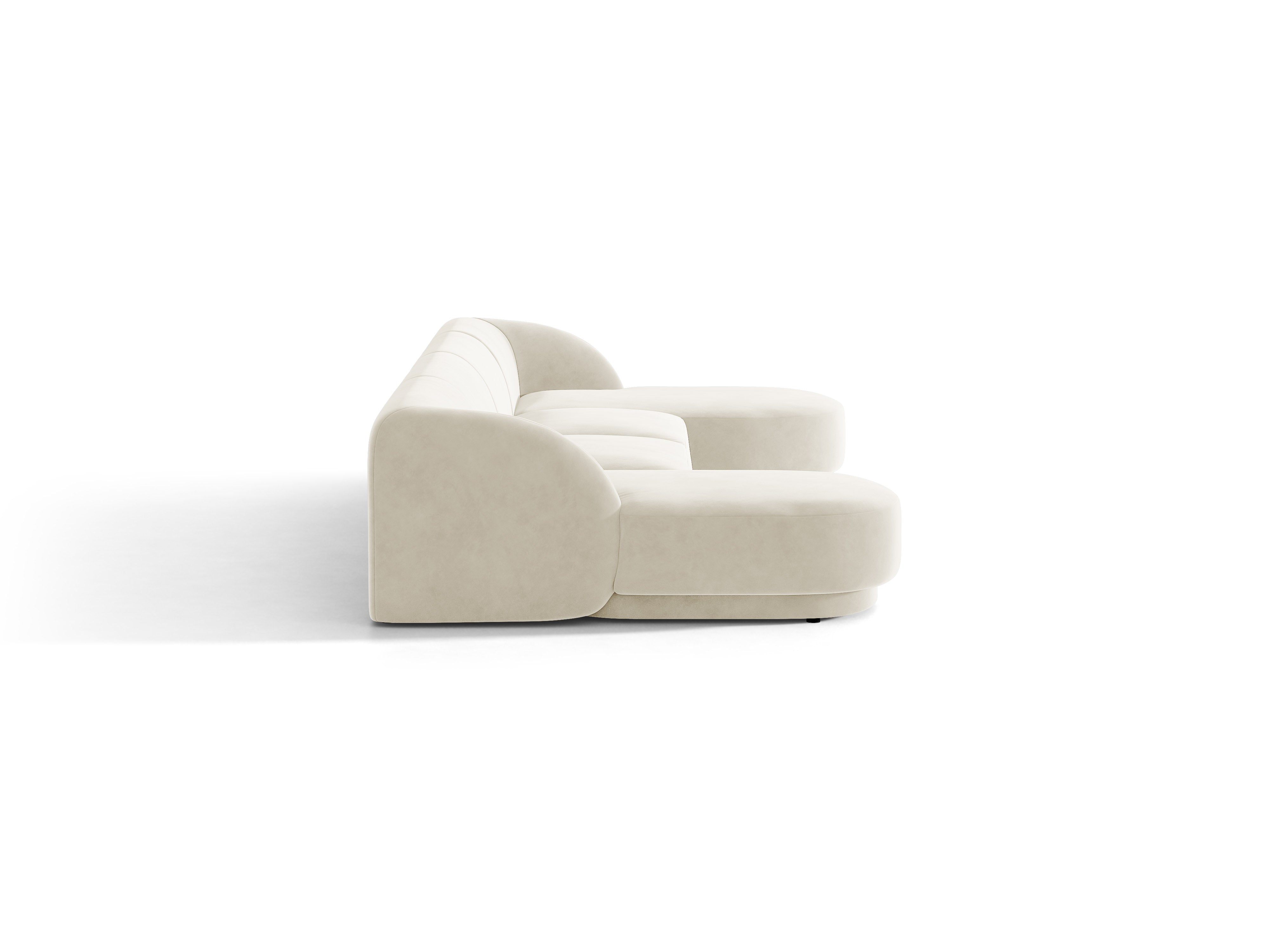 Velvet panoramic corner sofa for 5 people MILEY beige