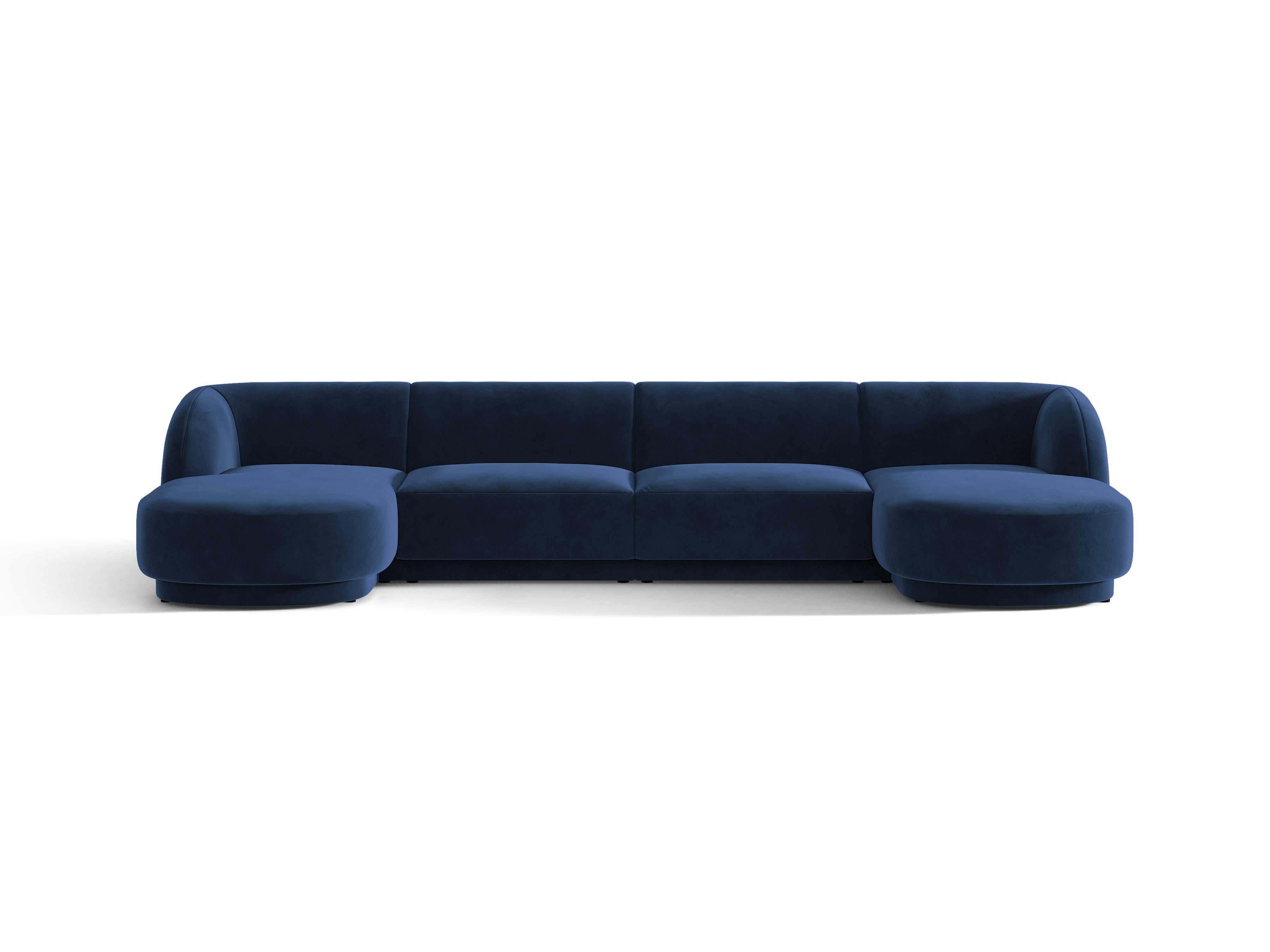 Velvet panoramic corner sofa for 5 people MILEY navy blue