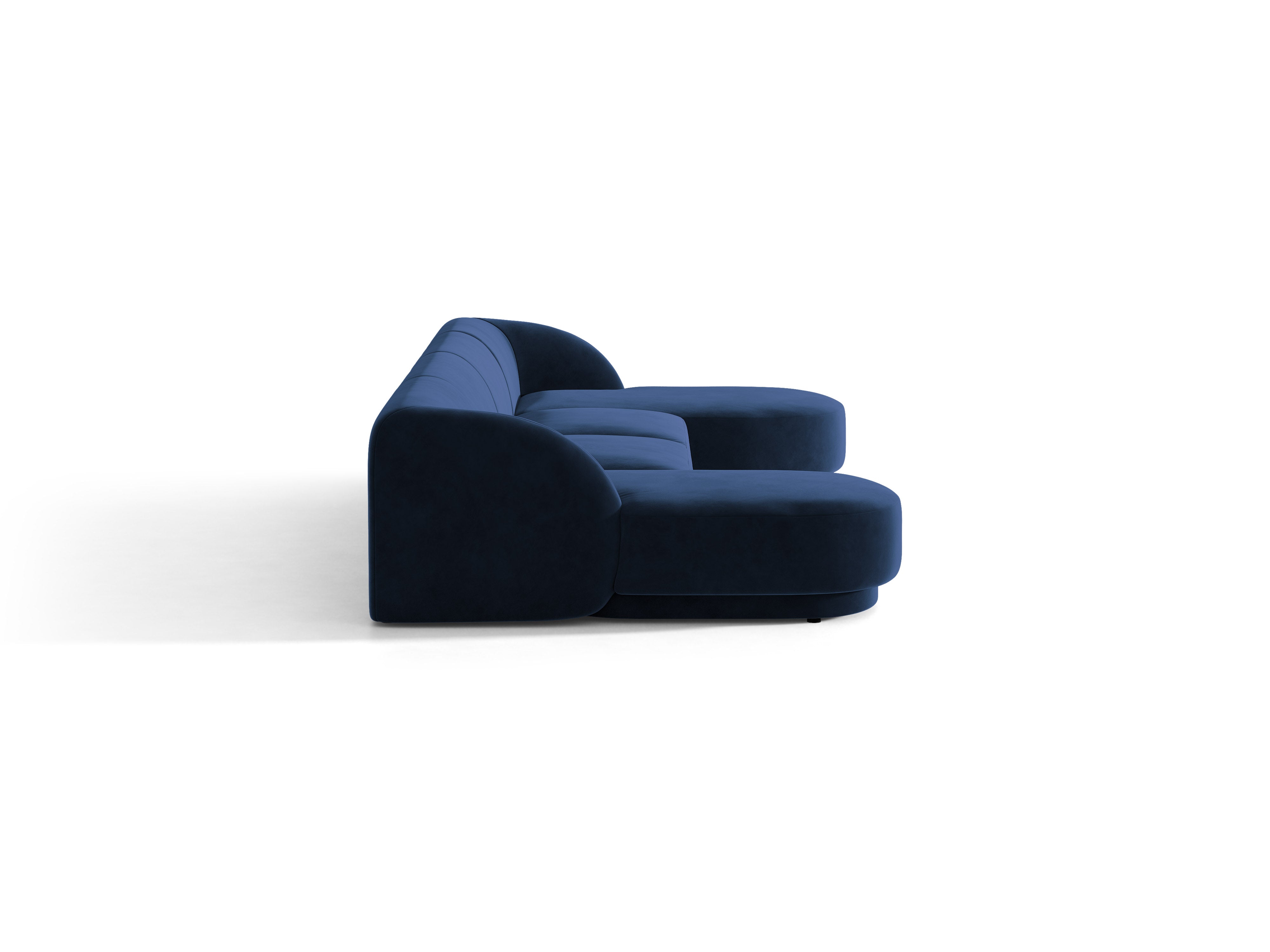 Velvet panoramic corner sofa for 5 people MILEY navy blue