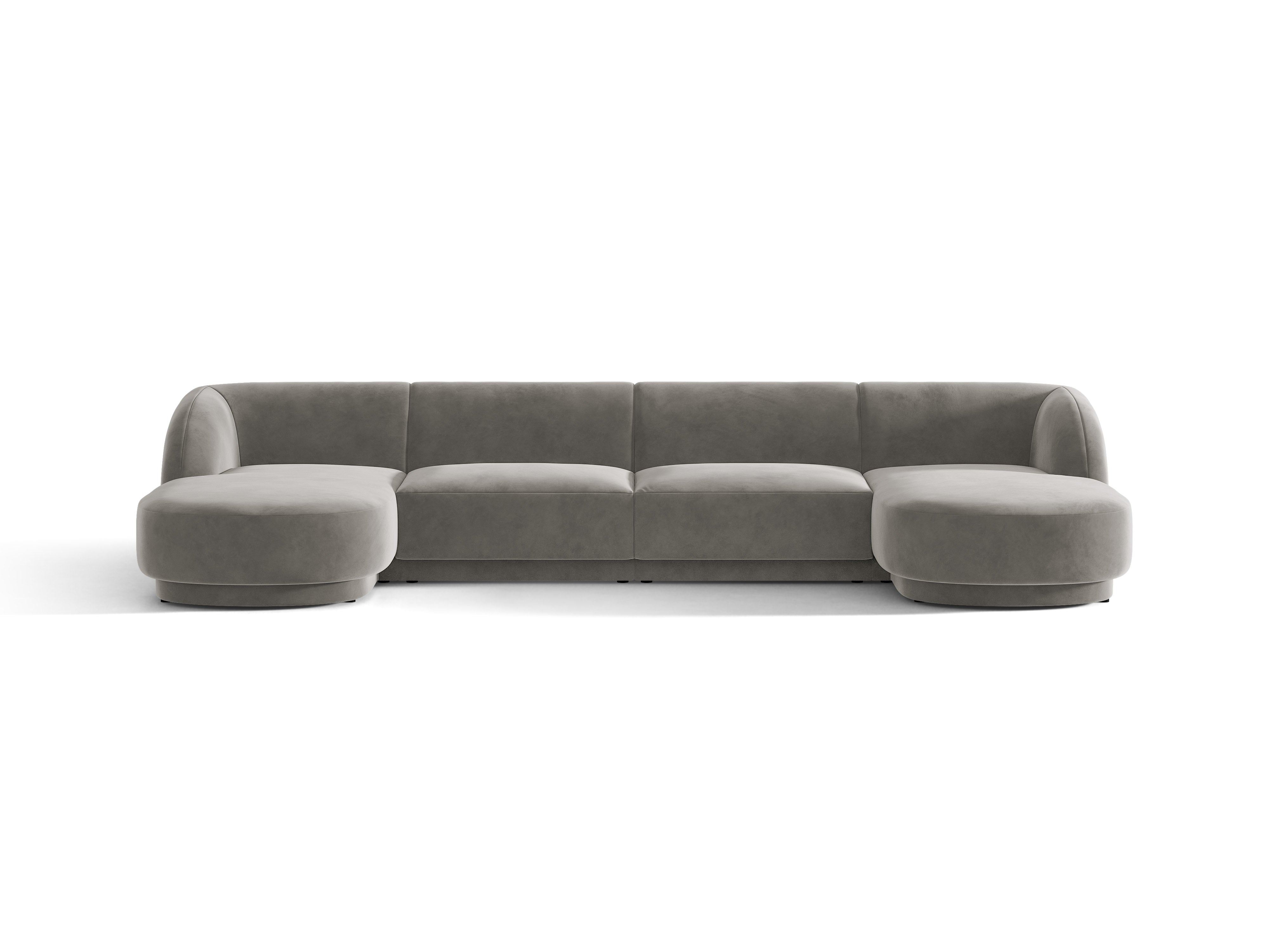 Velvet panoramic corner sofa for 5 people MILEY light gray