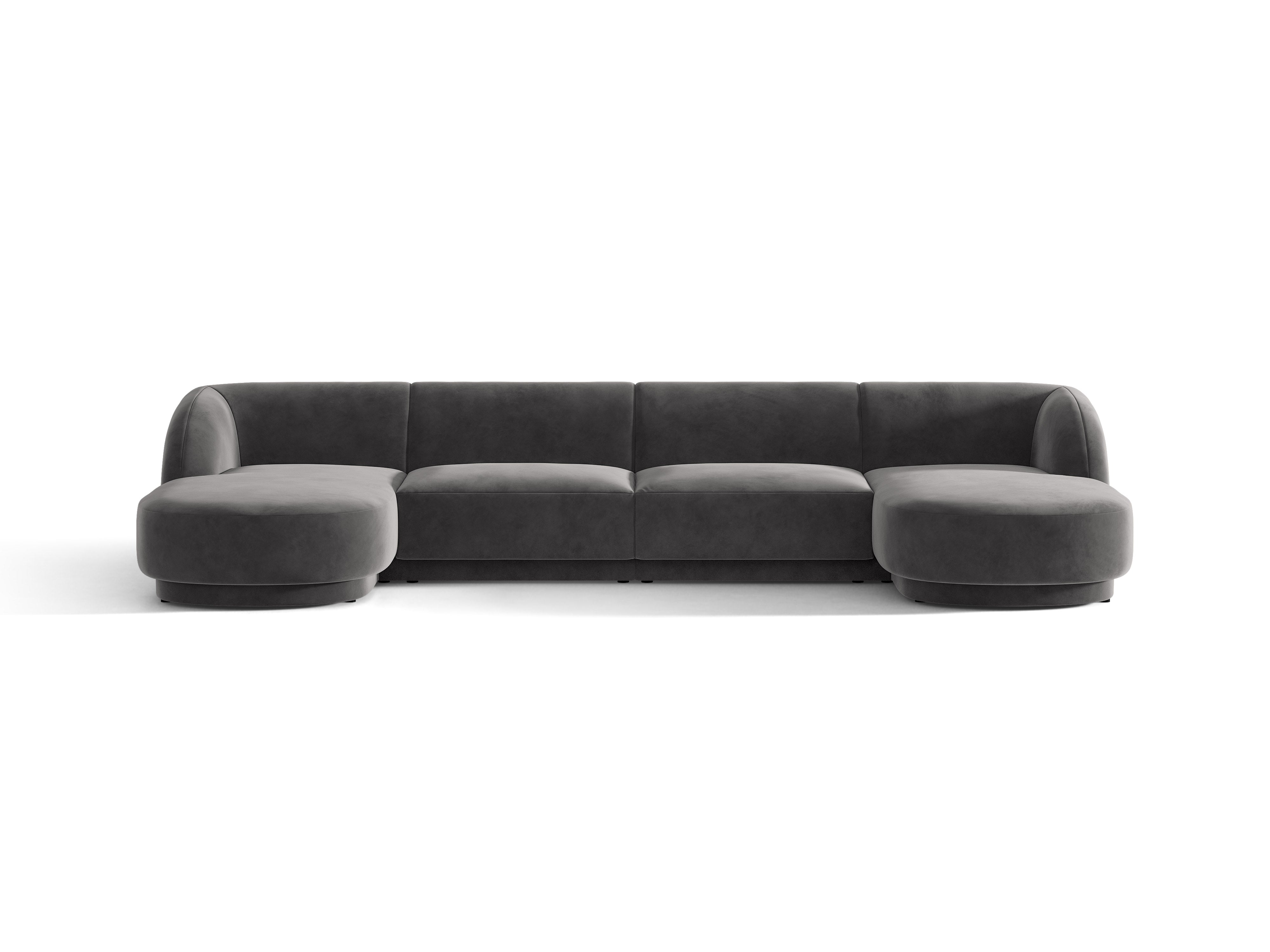Velvet panoramic corner sofa for 5 people MILEY dark gray