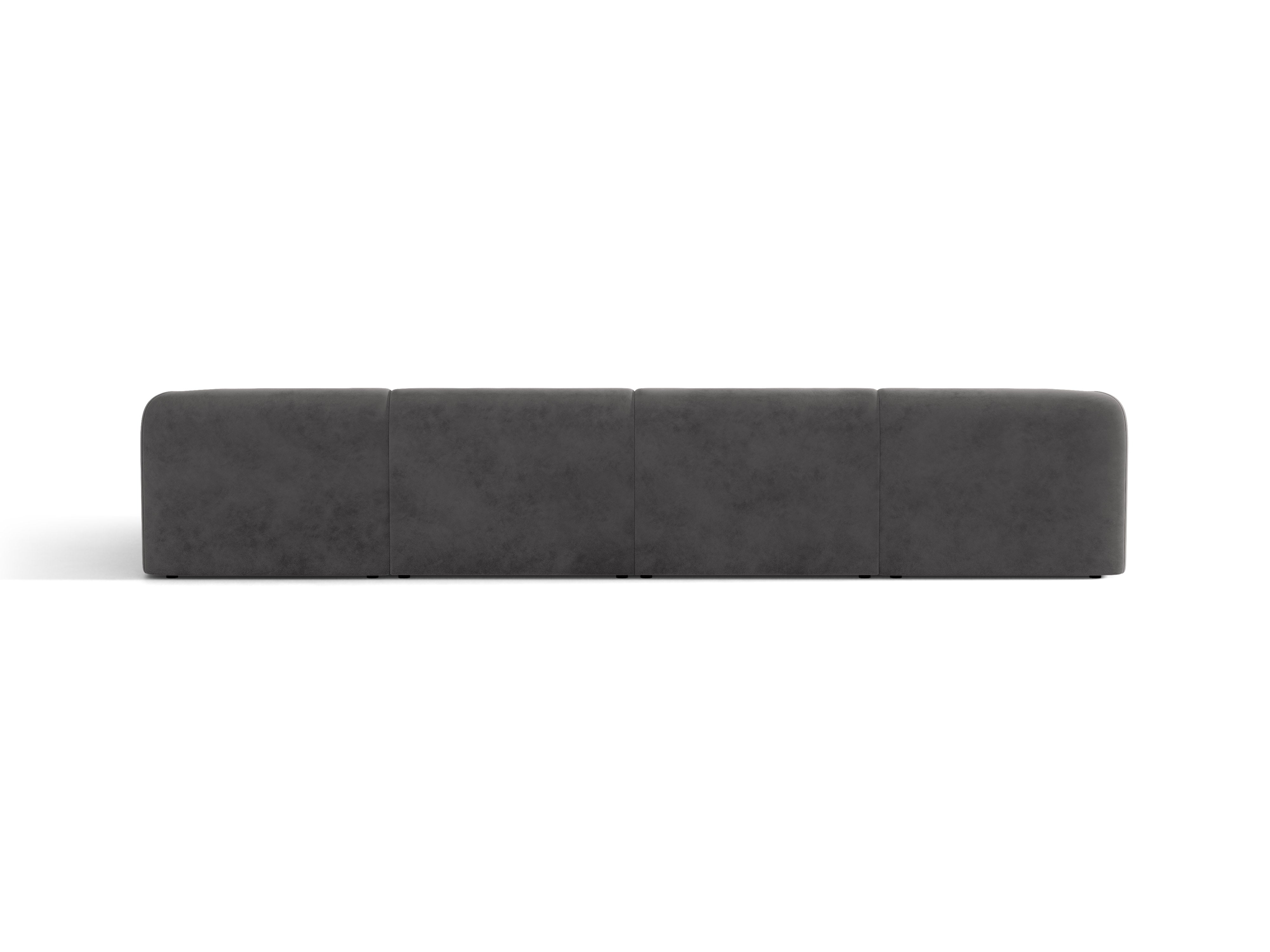 Velvet panoramic corner sofa for 5 people MILEY dark gray