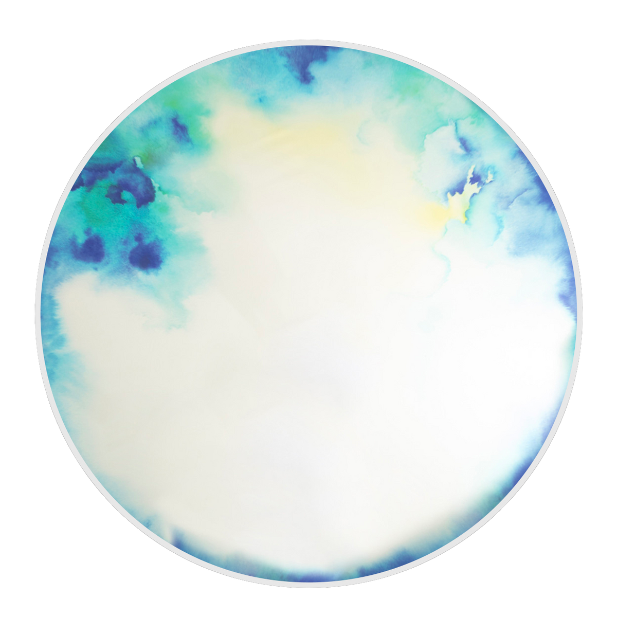 Round Wall Mirror FRANCIS in White with Green-Blue Accents