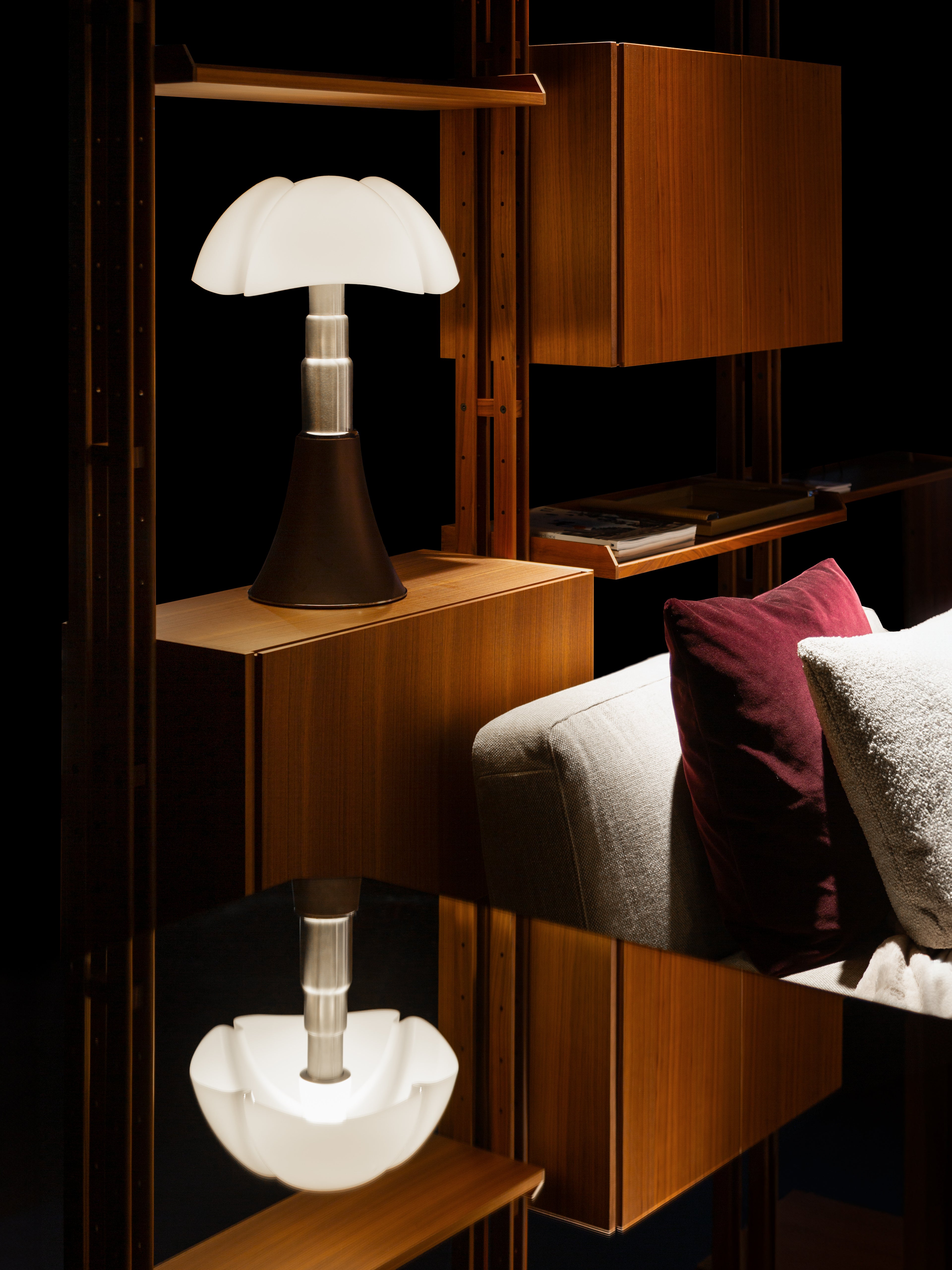 PIPISTRELLO Table Lamp with Opal Shade and Brown Base