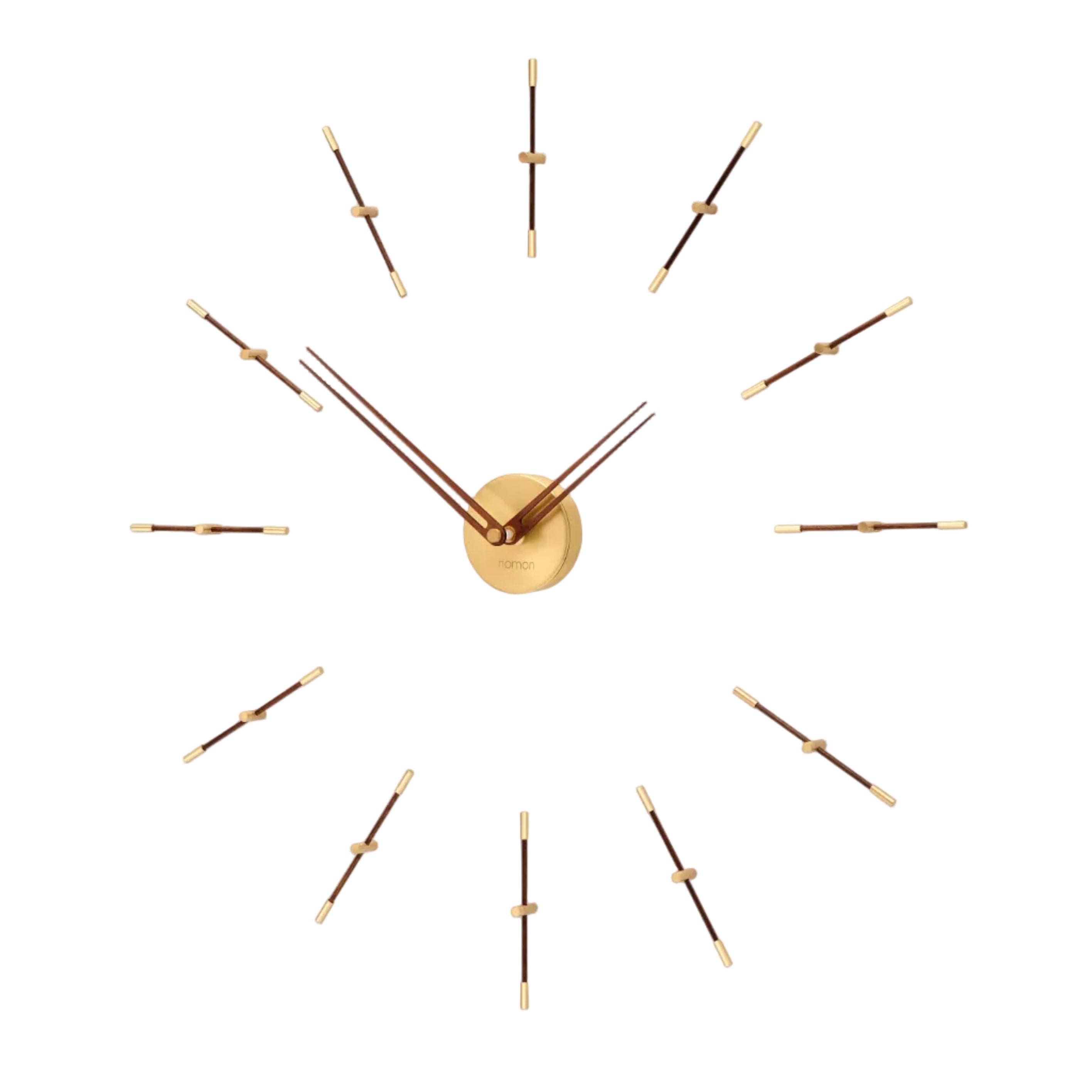 MERLIN MINI wall clock walnut wood with brass finish