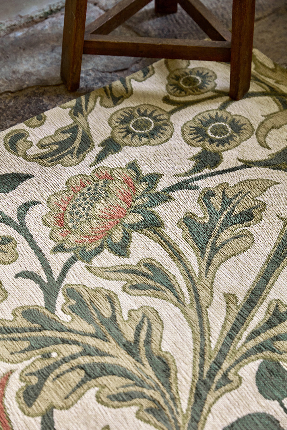 HIACINTH NATURAL beige rug with green