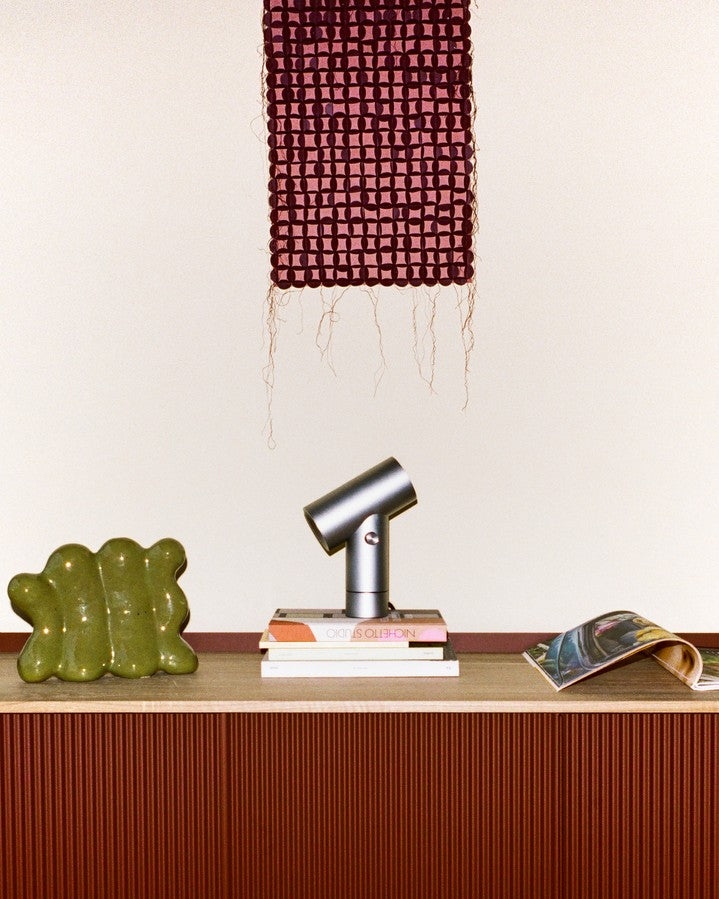 ENFOLD TV Cabinet Burgundy with Oak Top