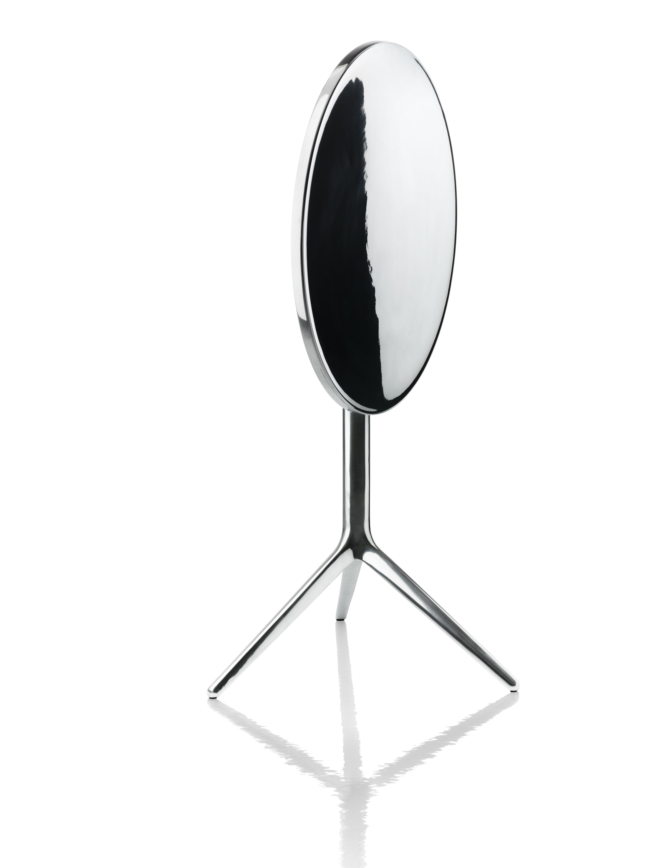 Runder Klapptisch CENTRAL aus poliertem Aluminium