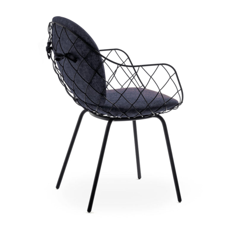 Outdoor chair PIÑA navy blue with a brown base