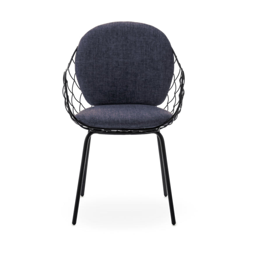 Outdoor chair PIÑA navy blue with a brown base