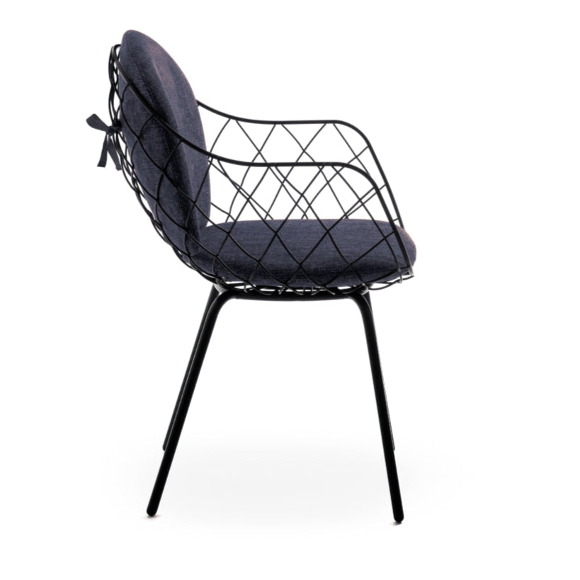 Outdoor chair PIÑA navy blue with a brown base