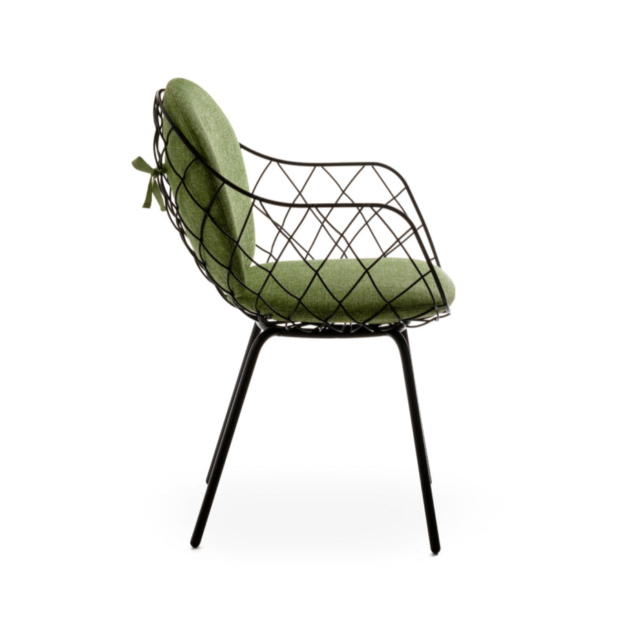 Outdoor chair PIÑA green with a brown base
