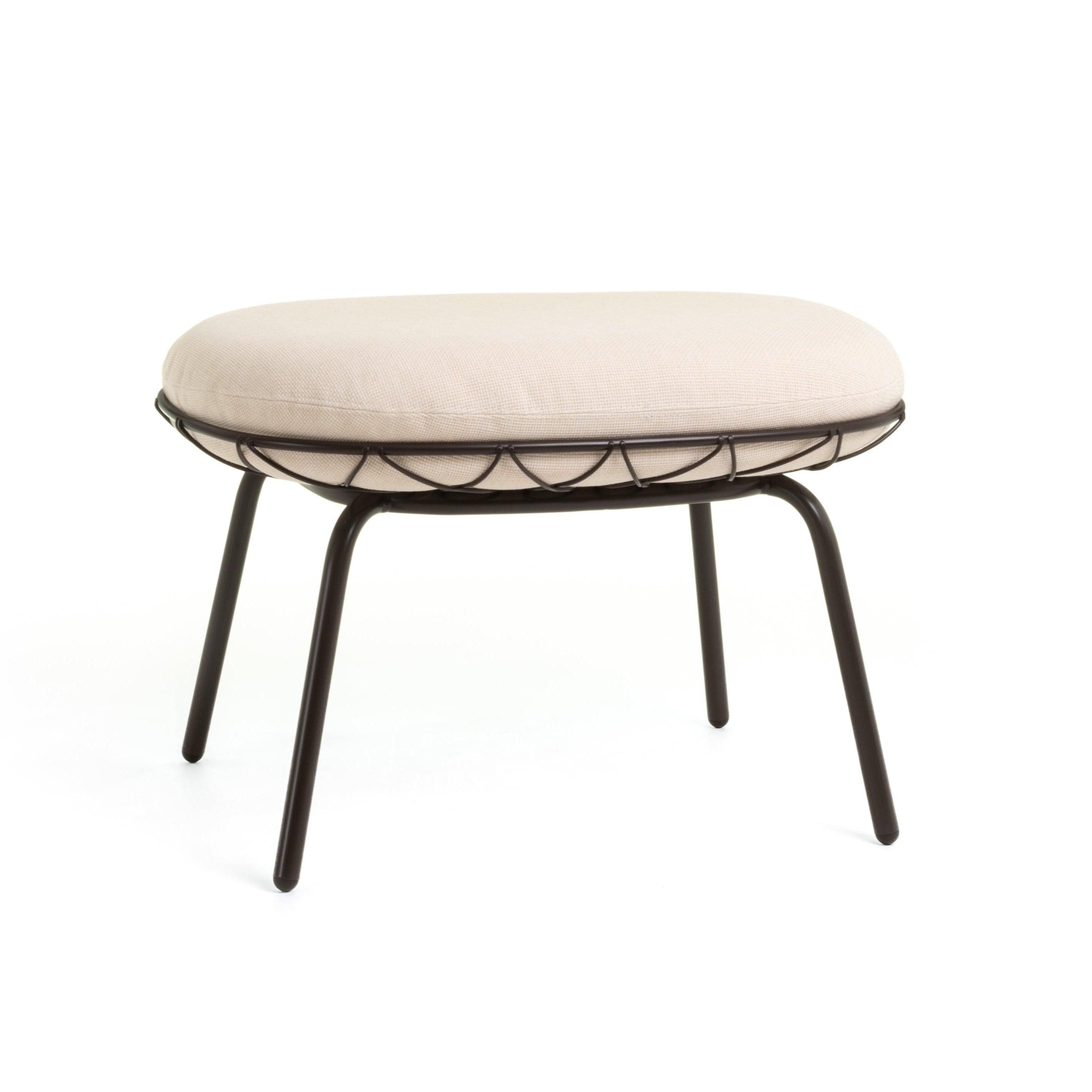 PIÑA Outdoor-Pouf creme mit schwarzem Sockel