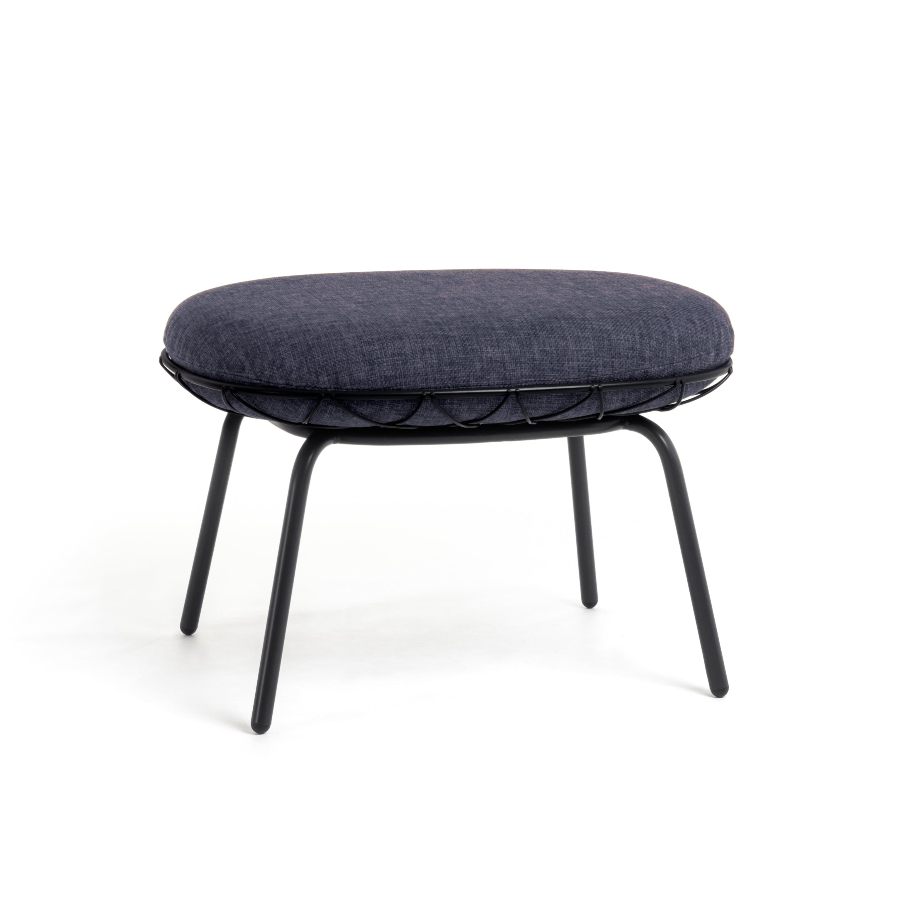 PIÑA marineblauer Outdoor-Pouf mit schwarzem Sockel