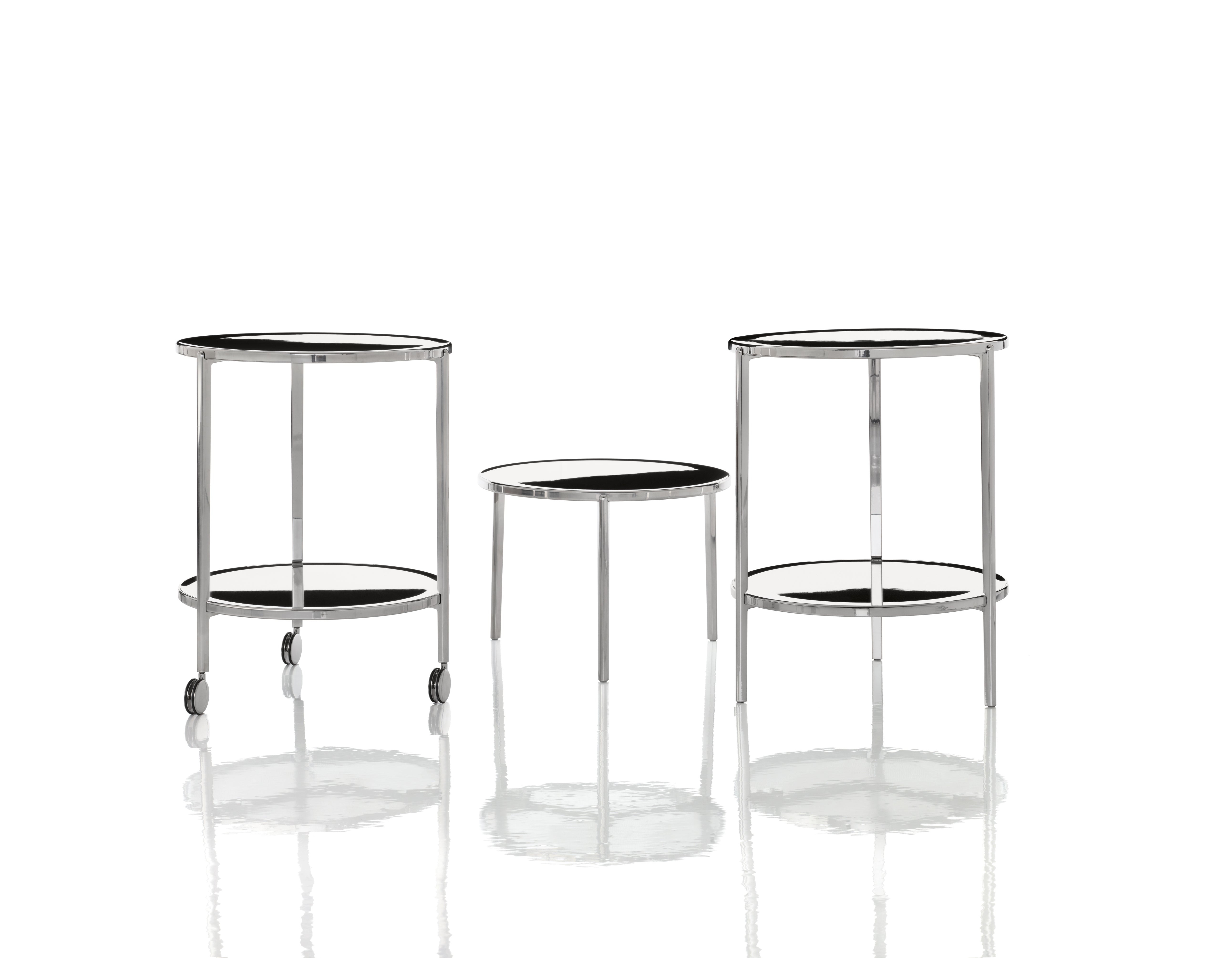 Couchtisch rund TAMBOUR poliertes Aluminium