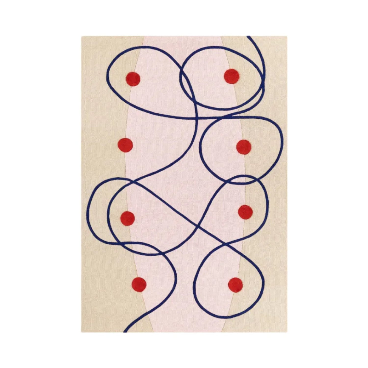 MARSEILLE Beige Rug with Cobalt and Red