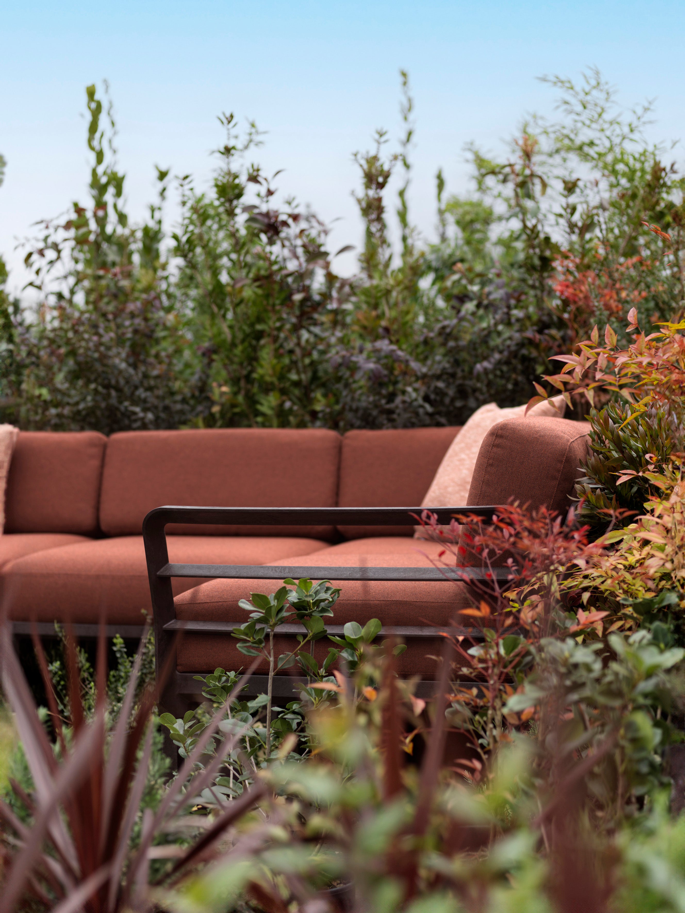 MAXIMO 5 Pearl Modular Outdoor Corner Sofa with Brown Base