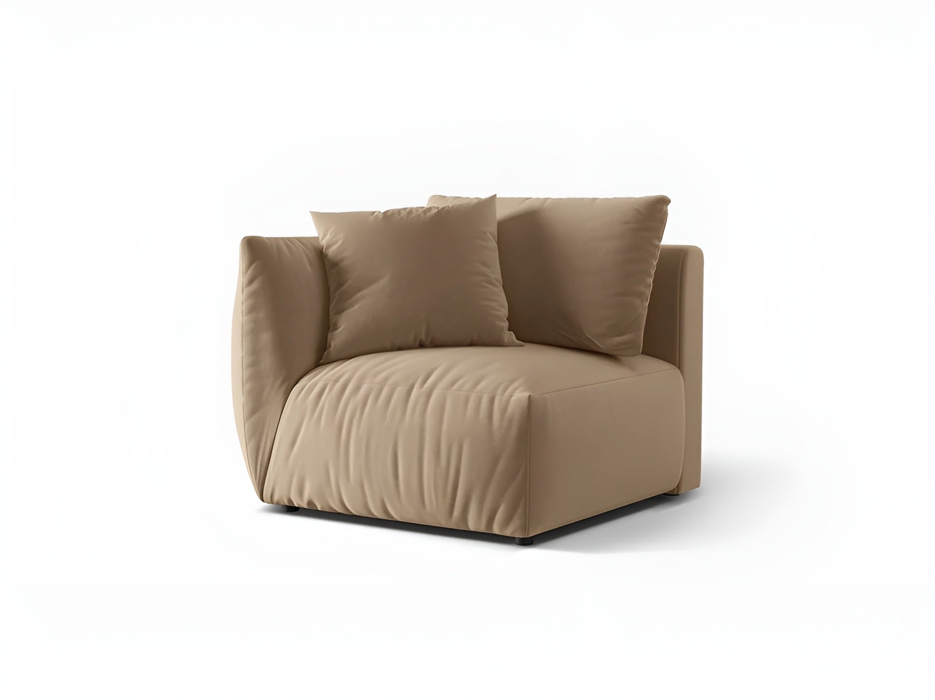 Modulares Samtsofa CHRIS - linkes Element in Sandfarbe