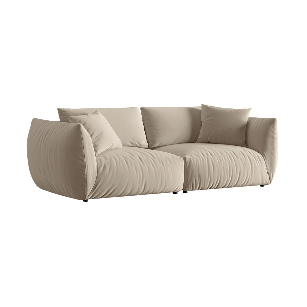 Sofa aus Samt für 4 Personen CHRIS ecru