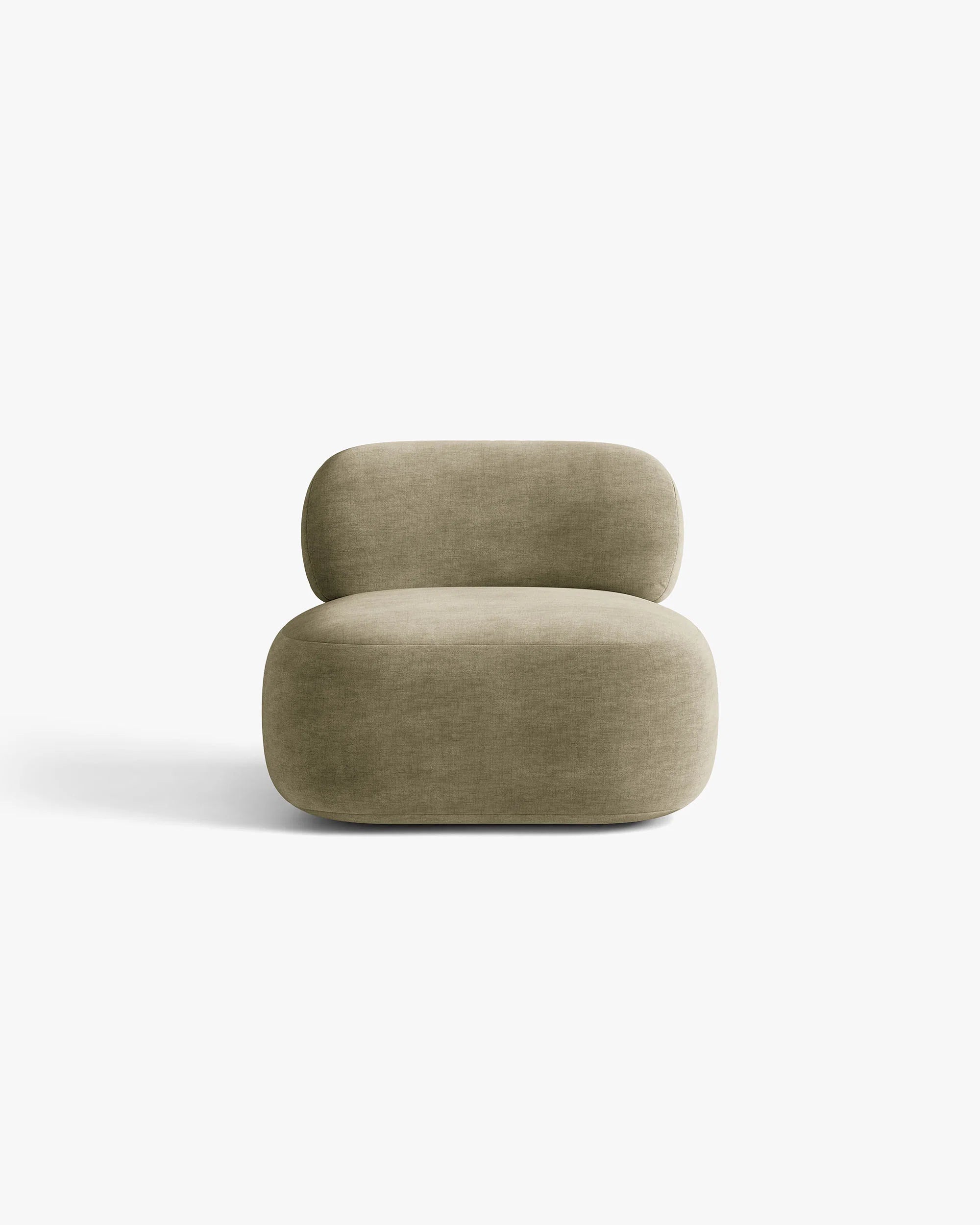 AURA armchair in light olive chenille