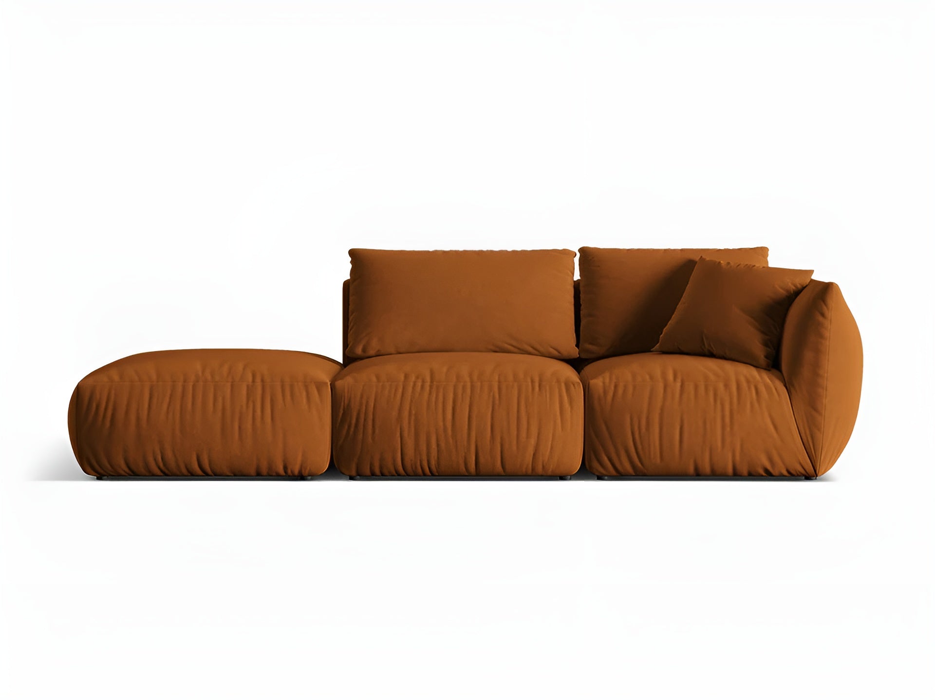 Left-facing 3-seater velvet modular sofa CHRIS terracotta