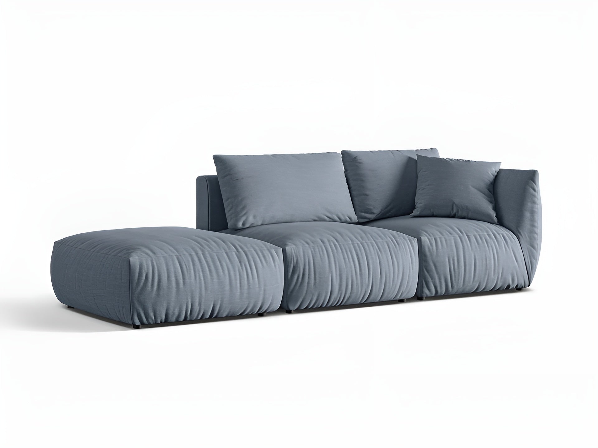 Modulares 3-Sitzer Sofa links CHRIS hellblau Chenille