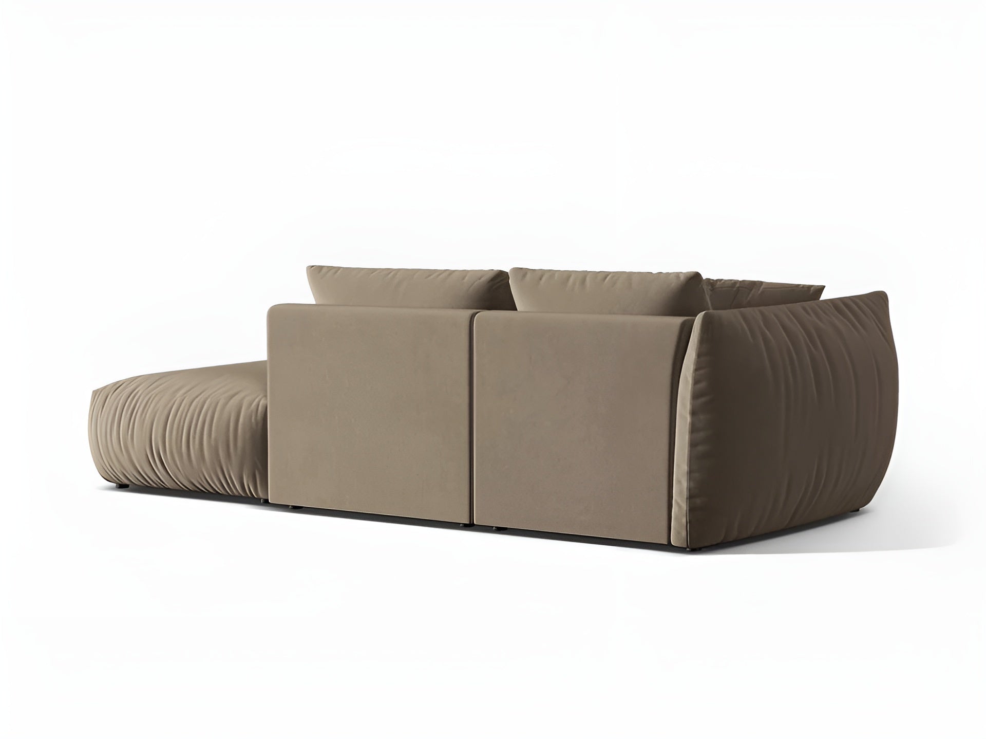 Right-facing 3-seater velvet modular sofa CHRIS light brown