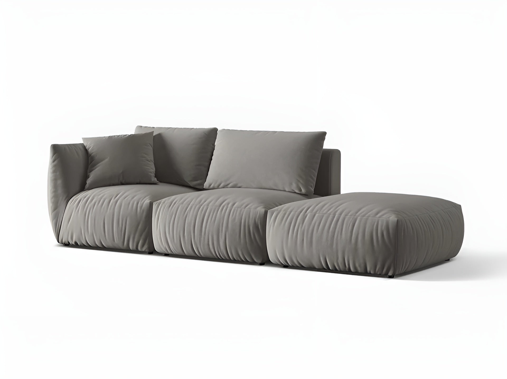Gray right-facing 3-seater velvet modular sofa CHRIS