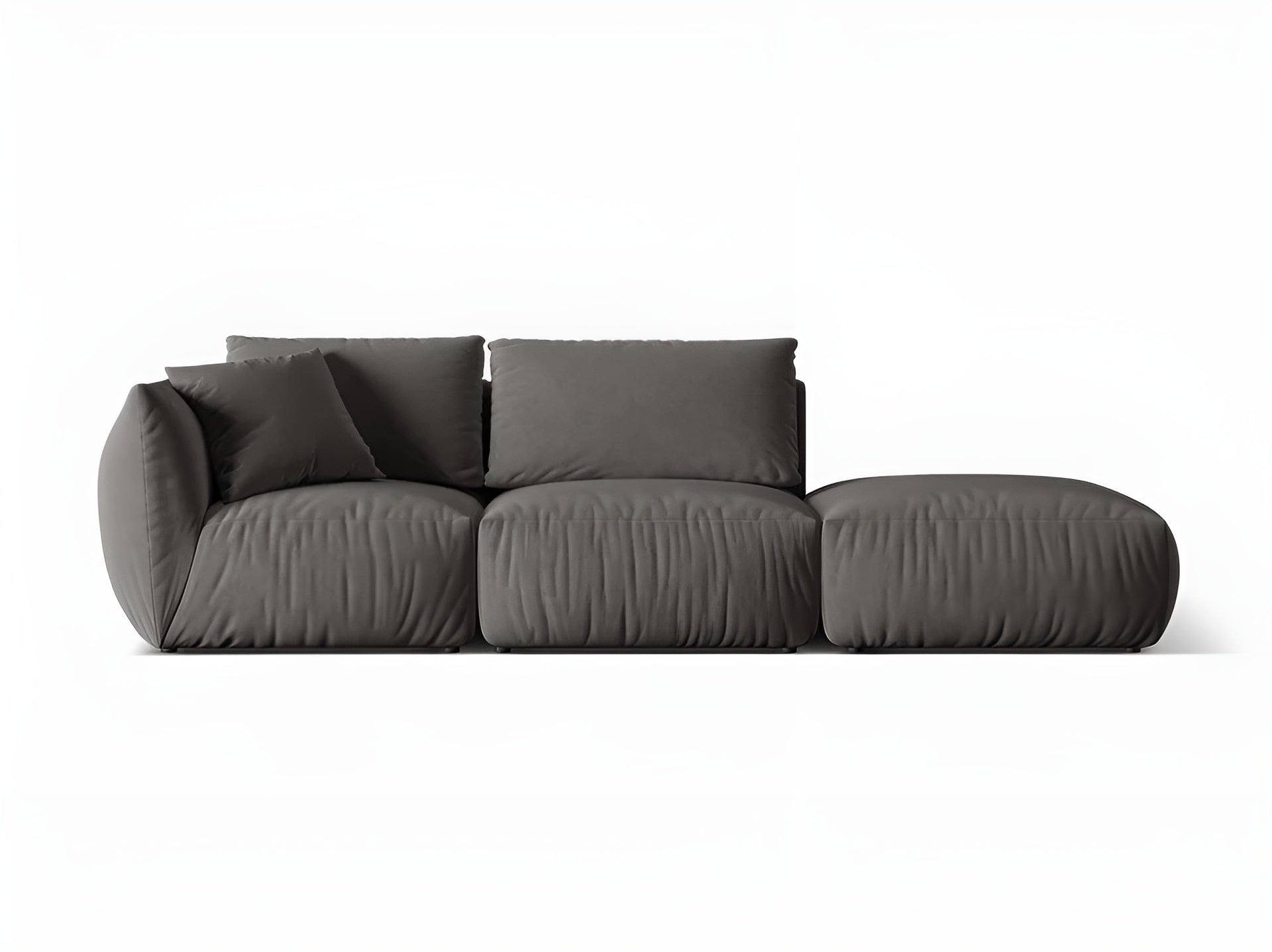 3-seater right-facing velvet modular sofa CHRIS dark gray
